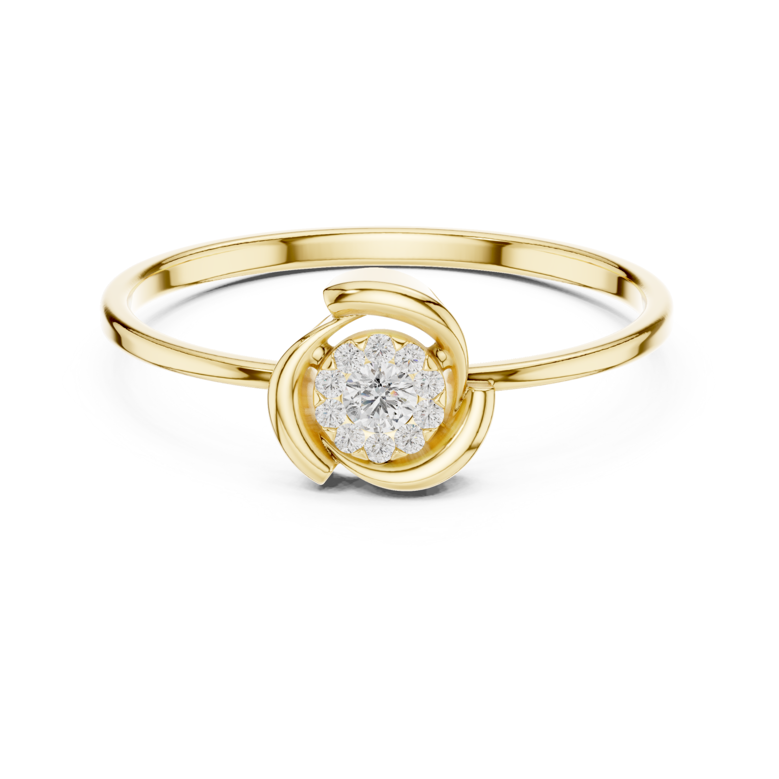  Gold Eclipse Harmony Solitaire Band Ring Front View