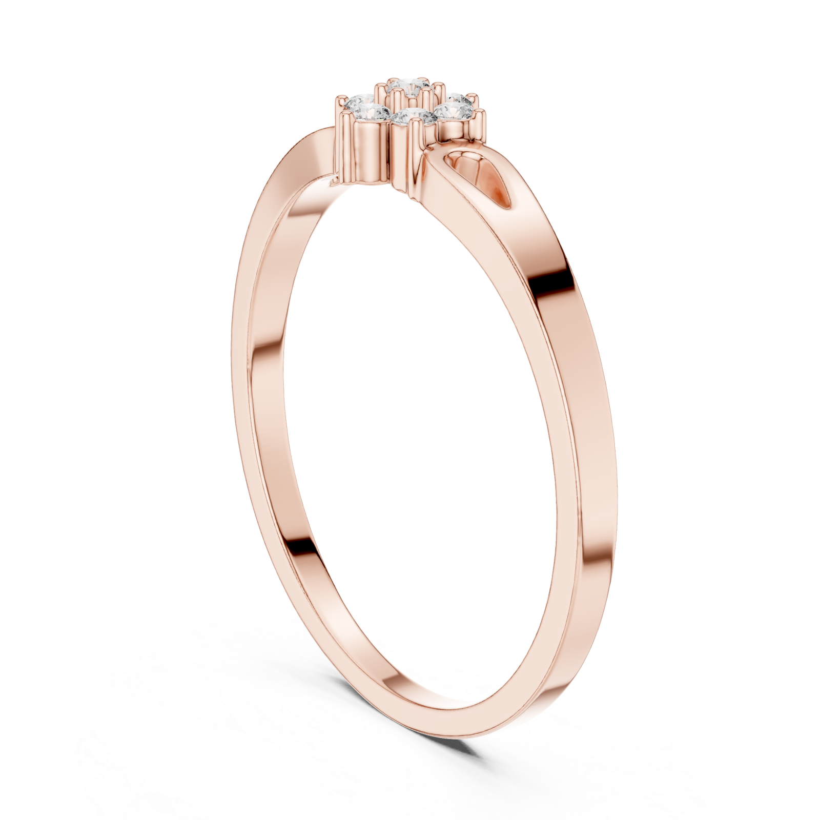  Rose Gold Radiance Hearts Cluster Fashion Ring Left View