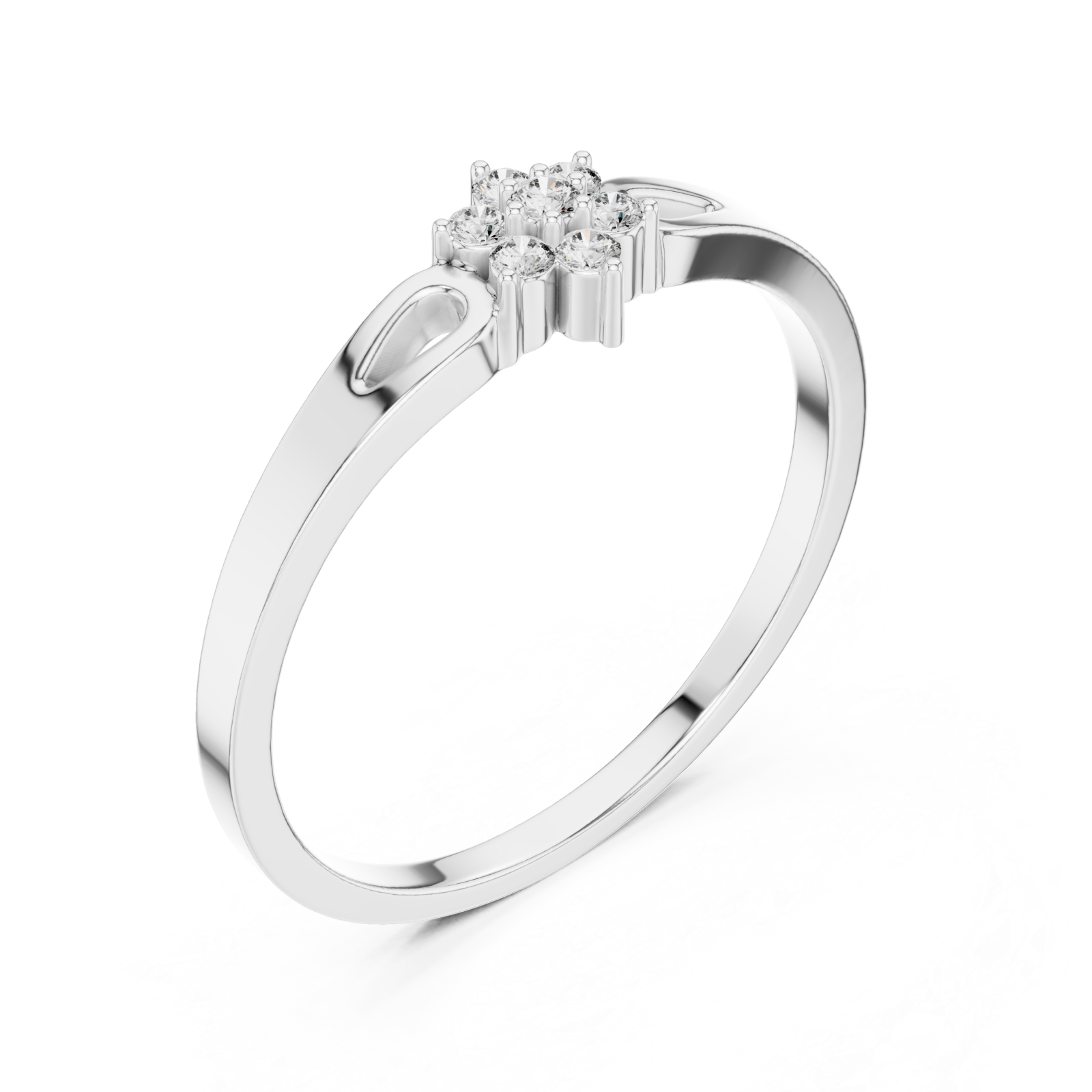  White Gold Radiance Hearts Cluster Fashion Ring Right View