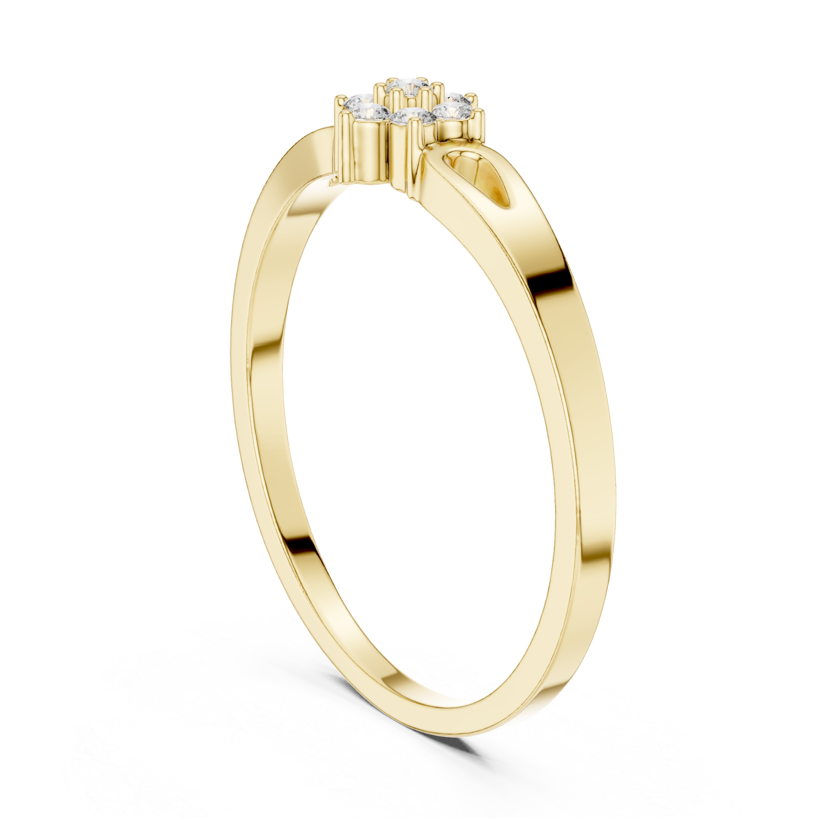  Gold Radiance Hearts Cluster Fashion Ring Left View