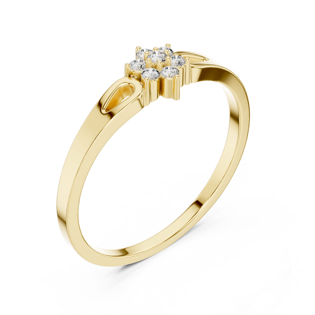 Gold Radiance Hearts Cluster Fashion Ring Right View