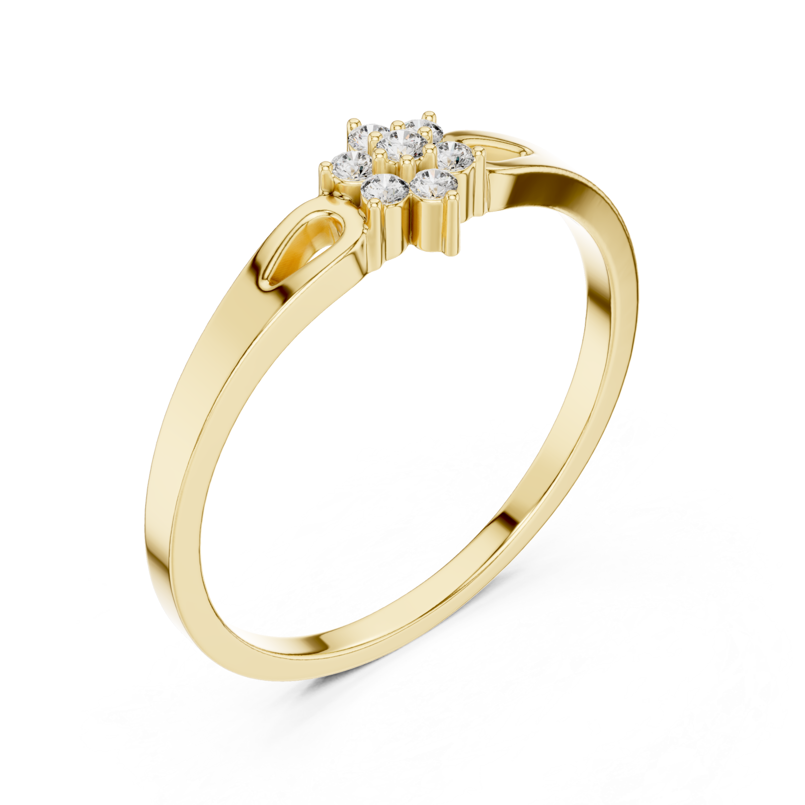 Gold Radiance Hearts Cluster Fashion Ring Right View