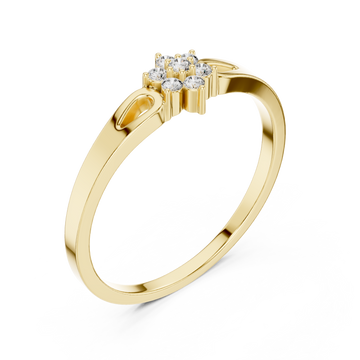 Gold Radiance Hearts Cluster Fashion Ring Right View