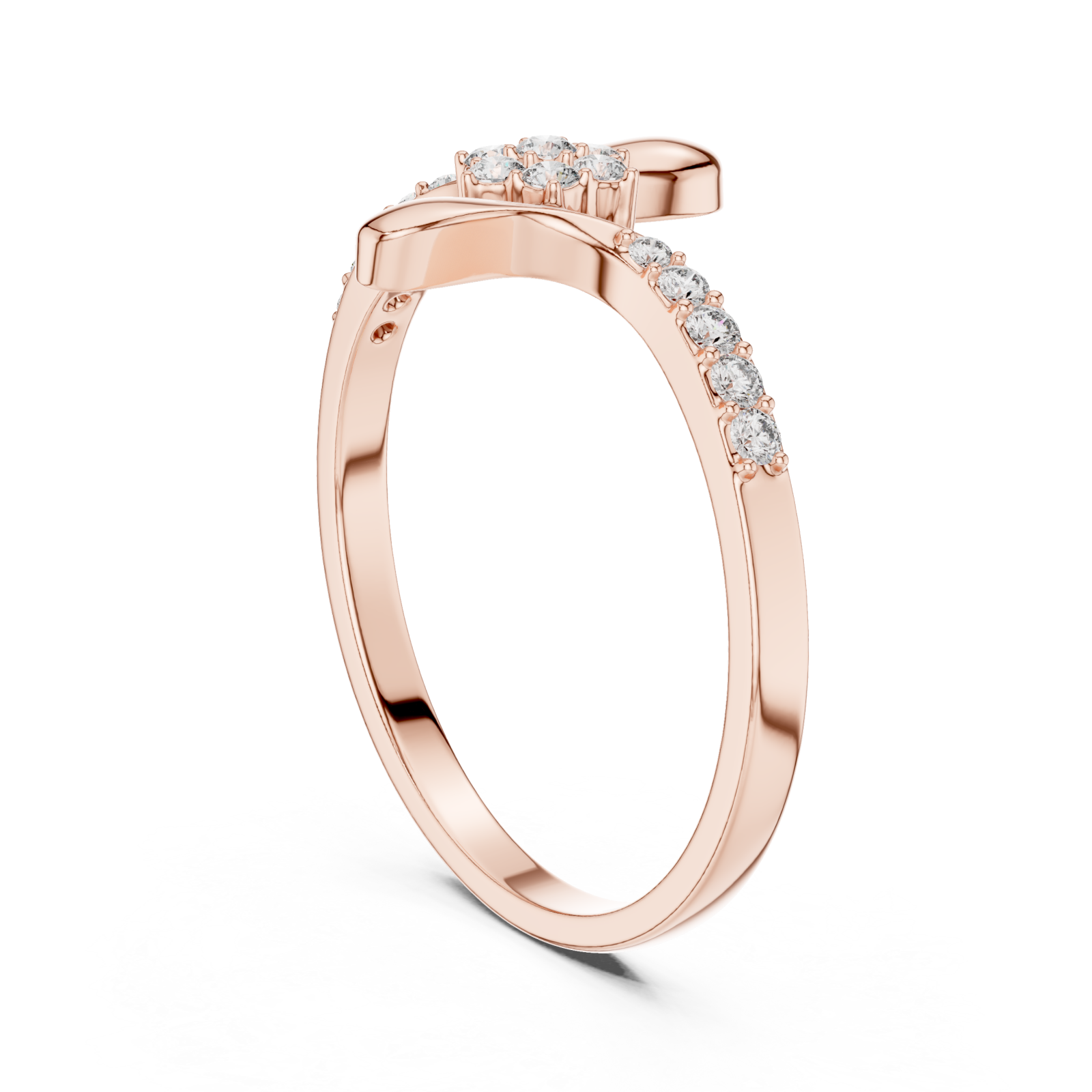  Rose Gold Petal Graceful Swirl Ring Left View