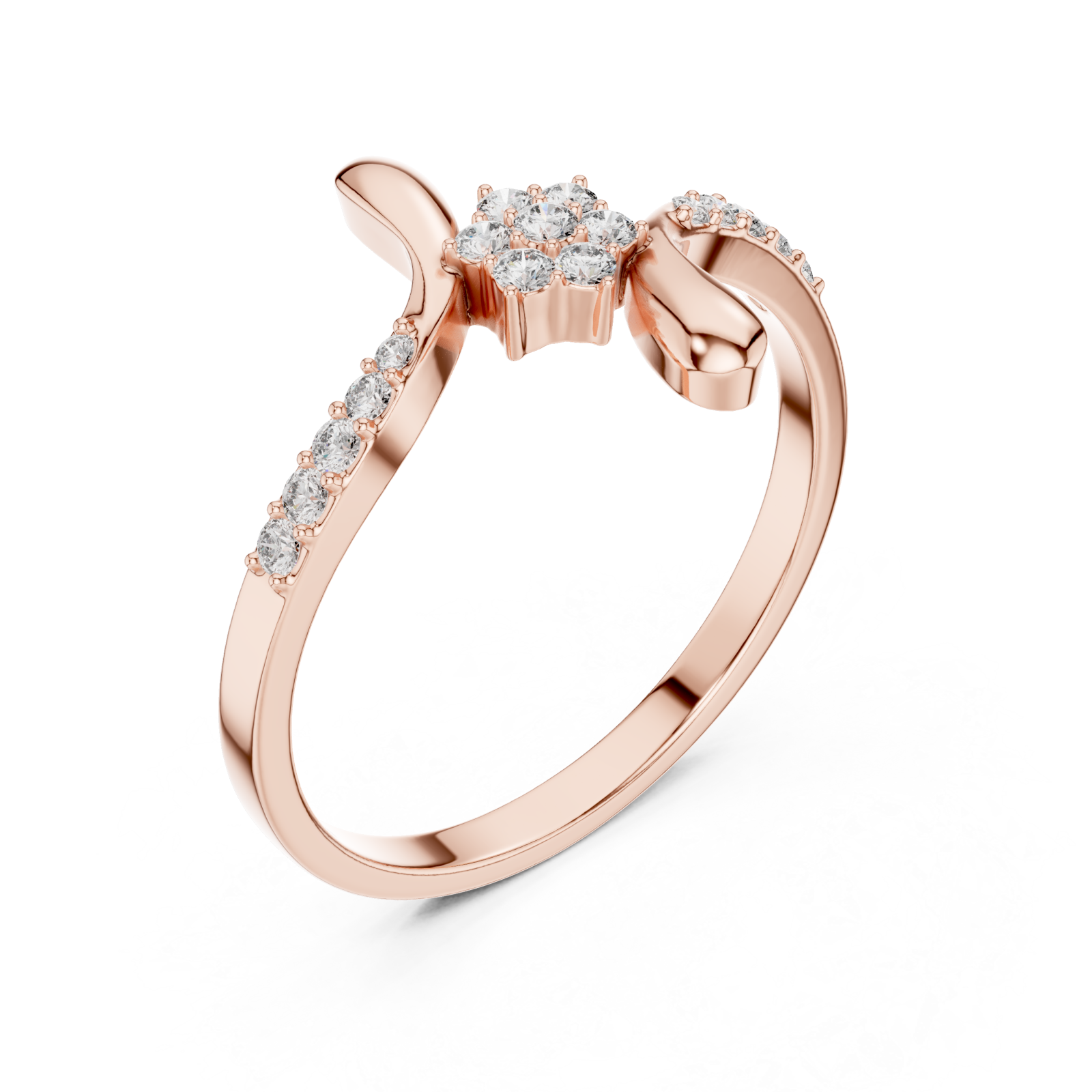  Rose Gold Petal Graceful Swirl Ring Right View