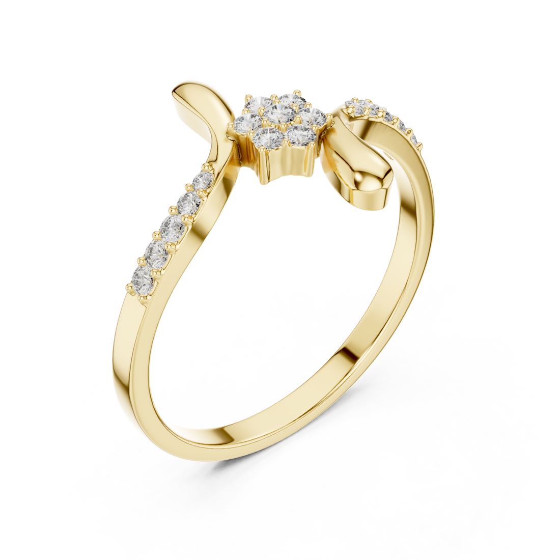 Gold Petal Graceful Swirl Ring Right View