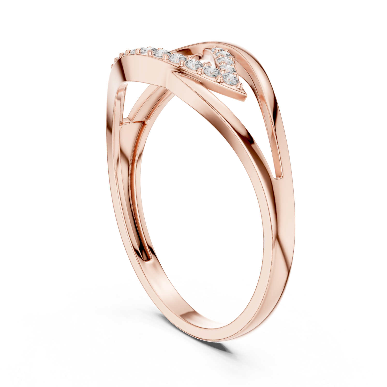  Rose Gold Celestial Curve Statement Band Ring Left View