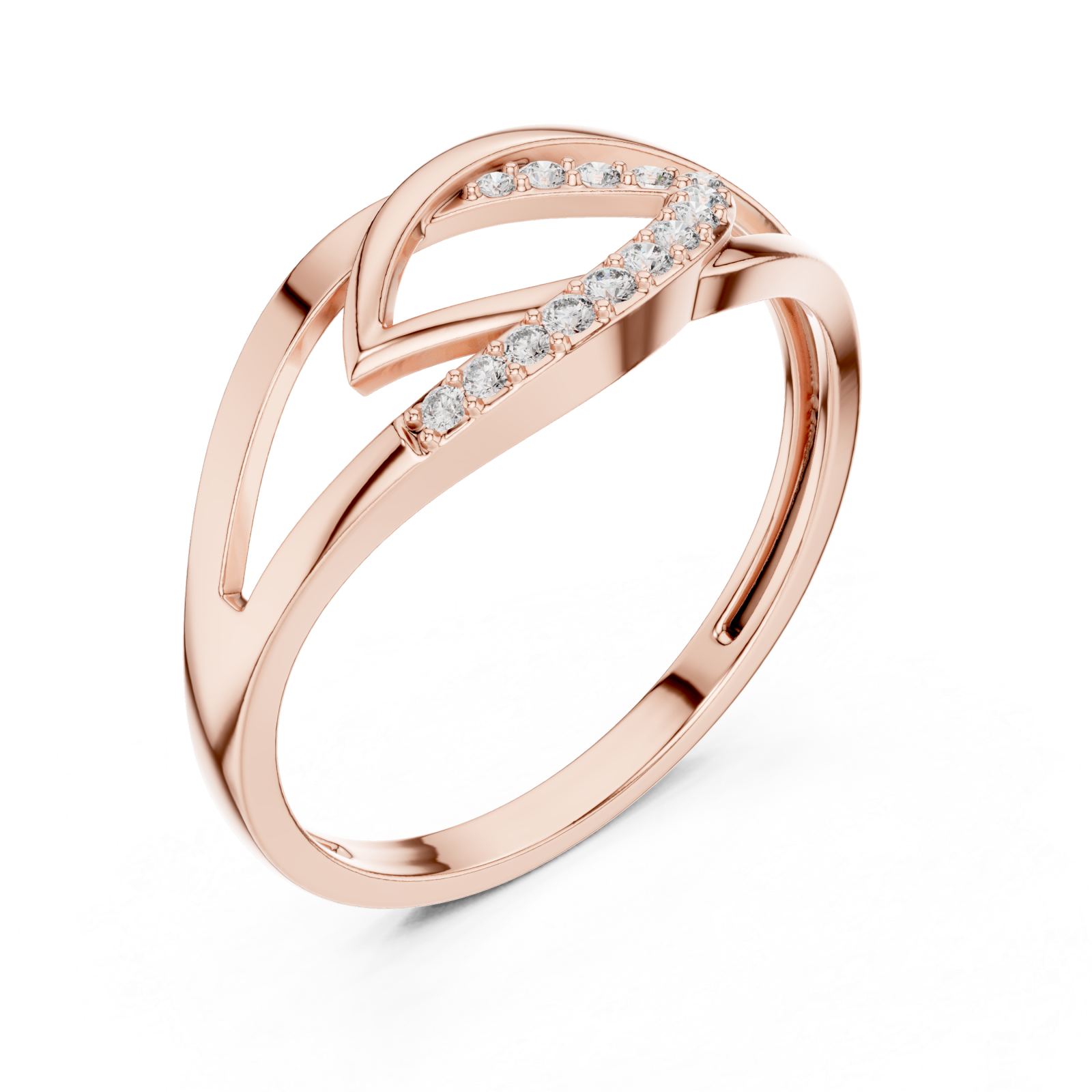  Rose Gold Celestial Curve Statement Band Ring Right View