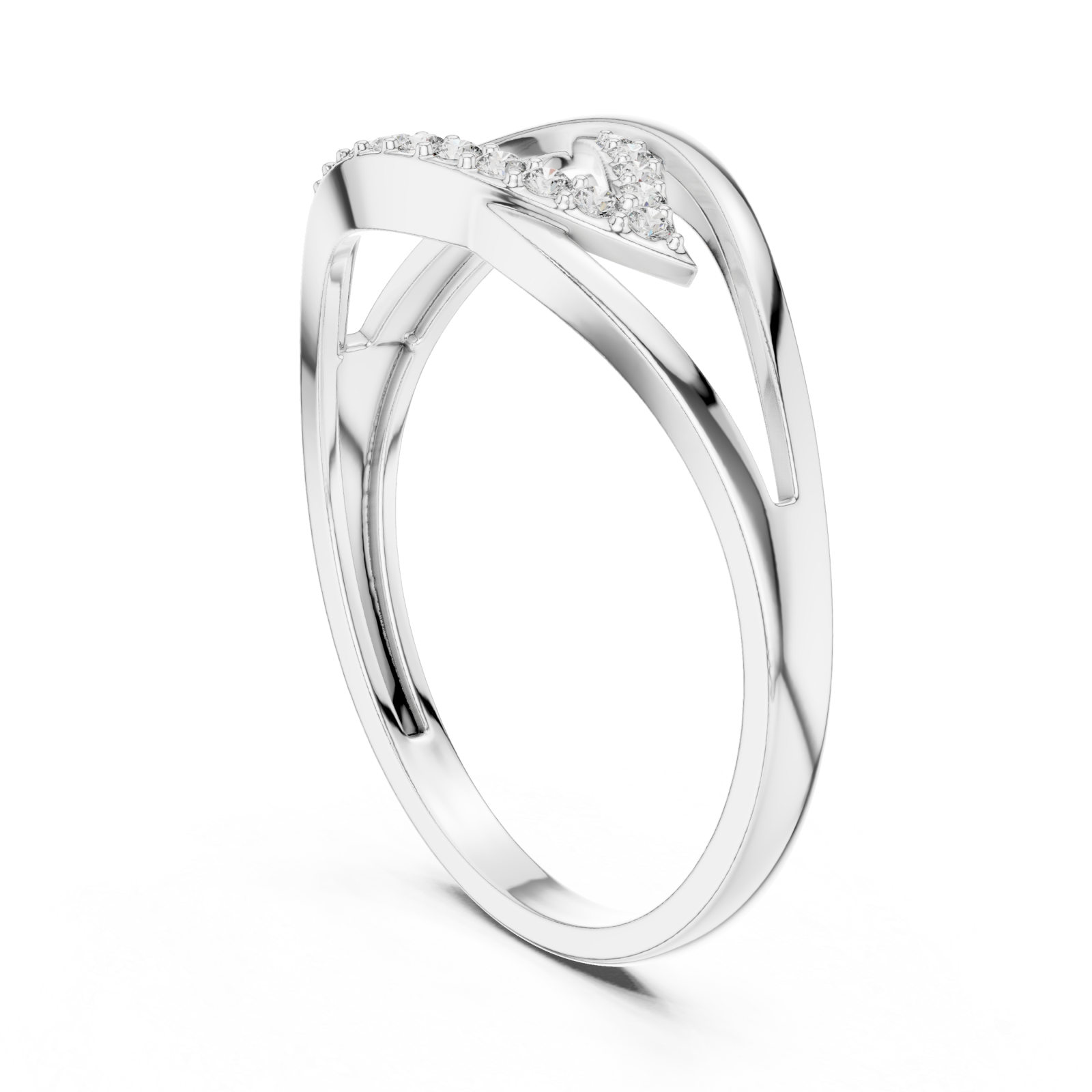  White Gold Celestial Curve Statement Band Ring Left View