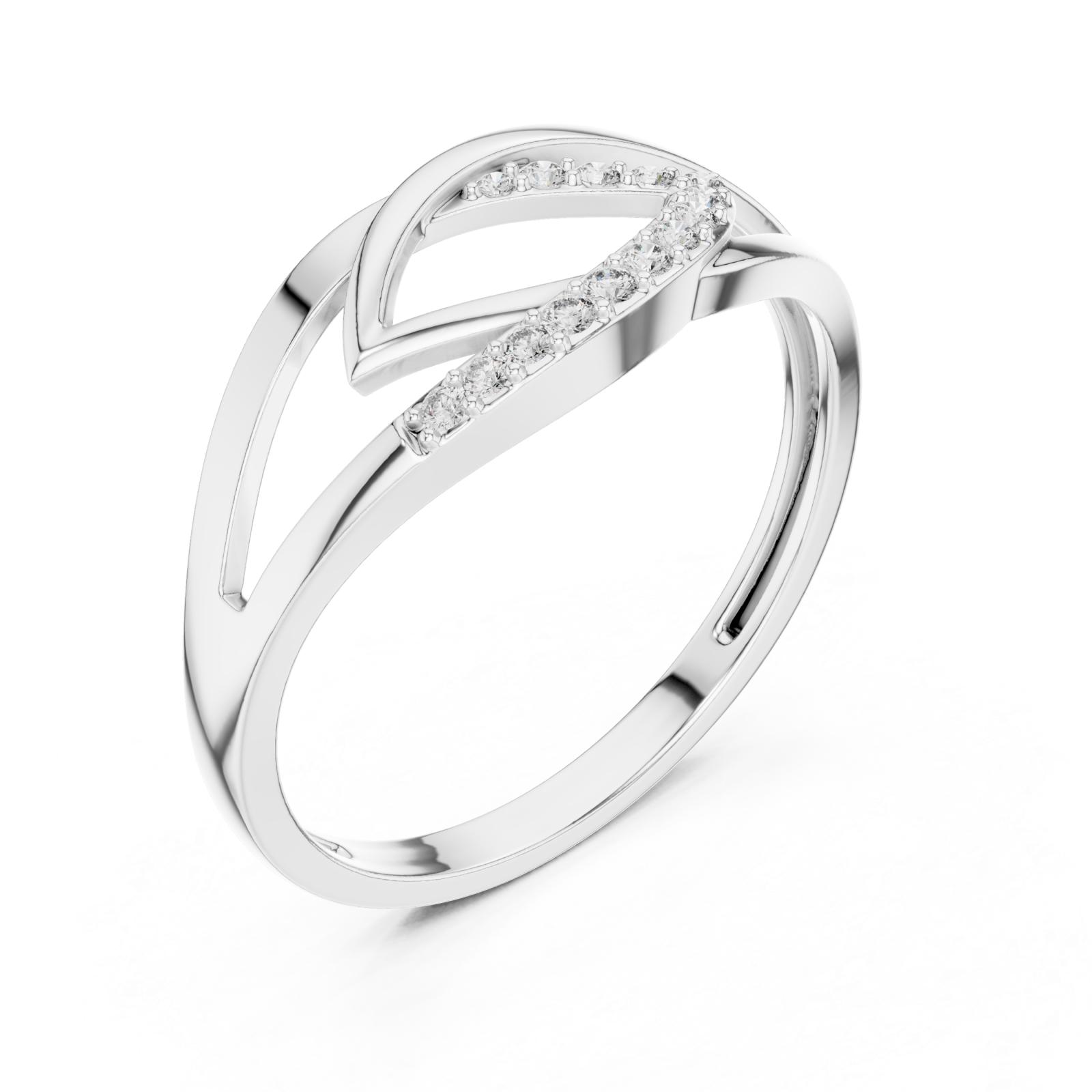  White Gold Celestial Curve Statement Band Ring Right View