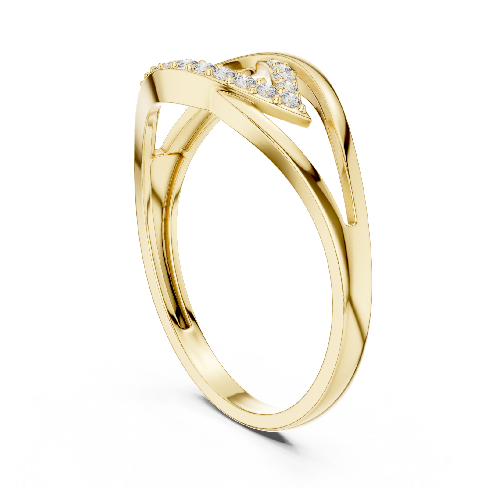  Gold Celestial Curve Statement Band Ring Left View