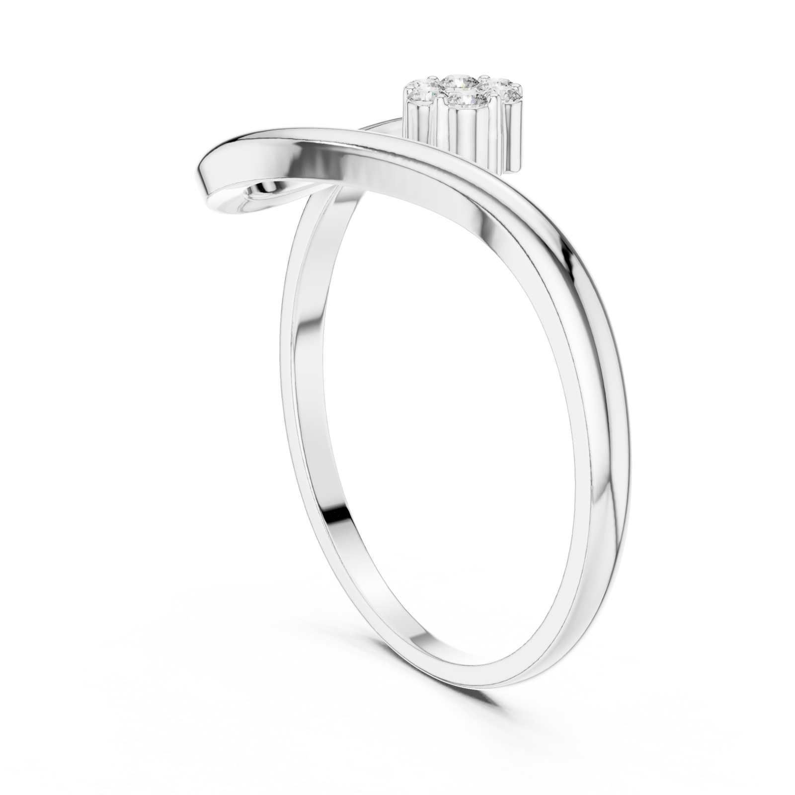  White Gold Luminous Petal Embrace Ring Left View