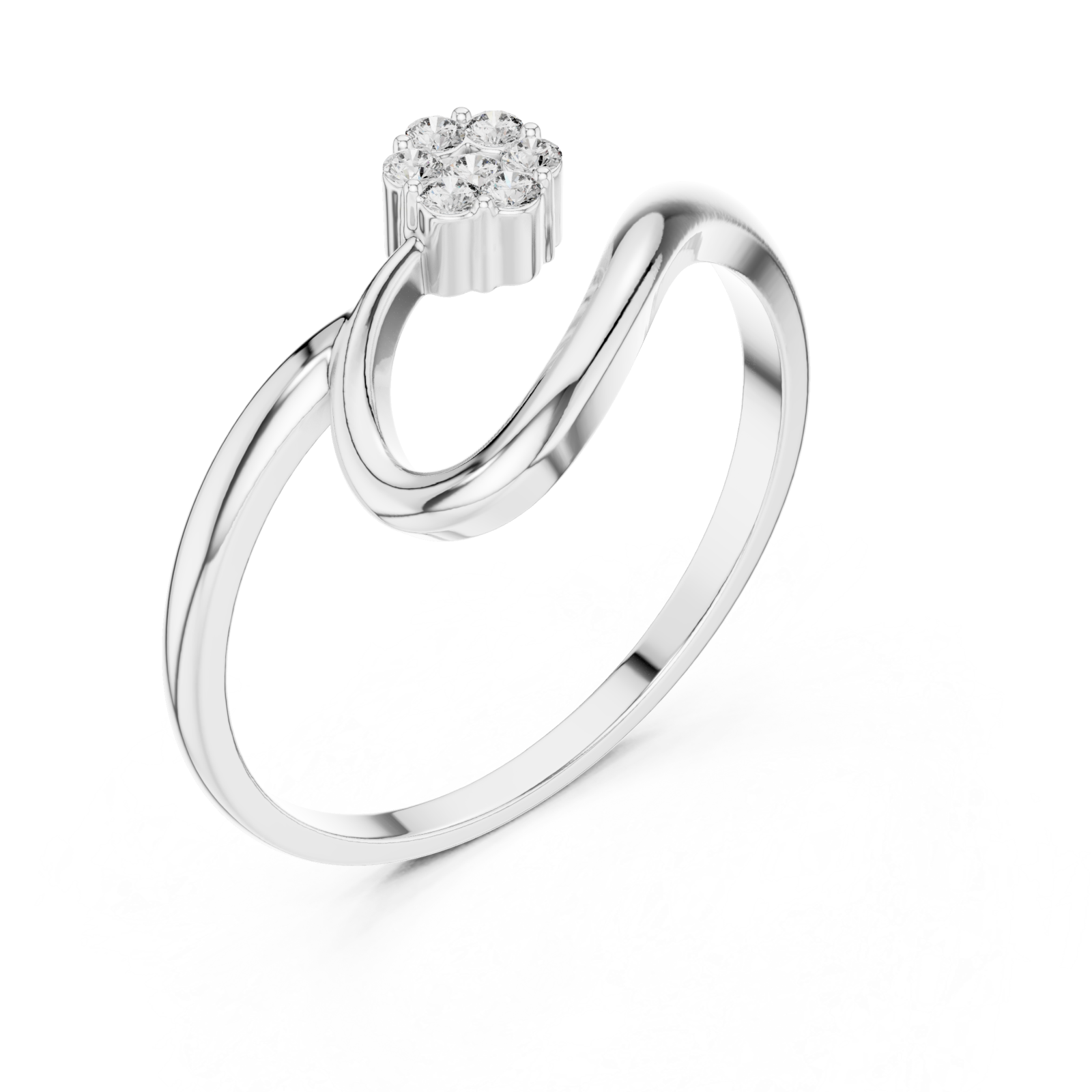  White Gold Luminous Petal Embrace Ring Right View