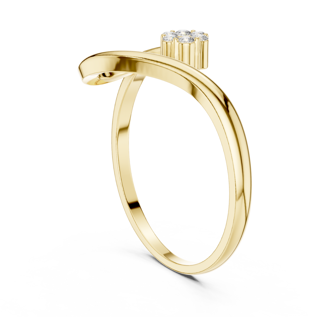 Gold Luminous Petal Embrace Ring Right View