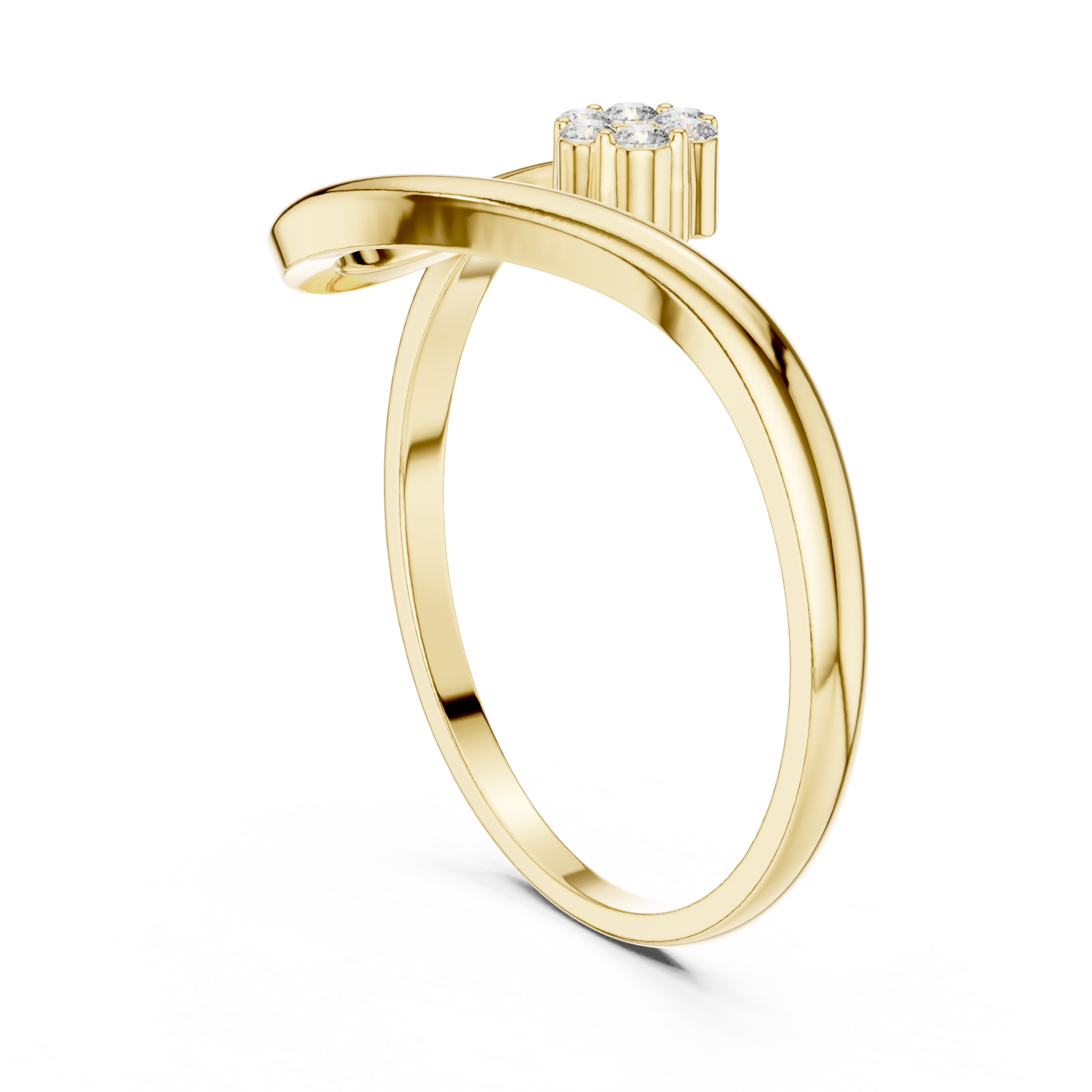  Gold Luminous Petal Embrace Ring Left View