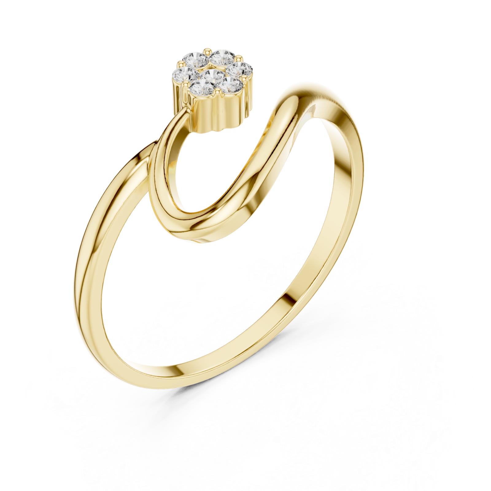 Gold Luminous Petal Embrace Ring Right View