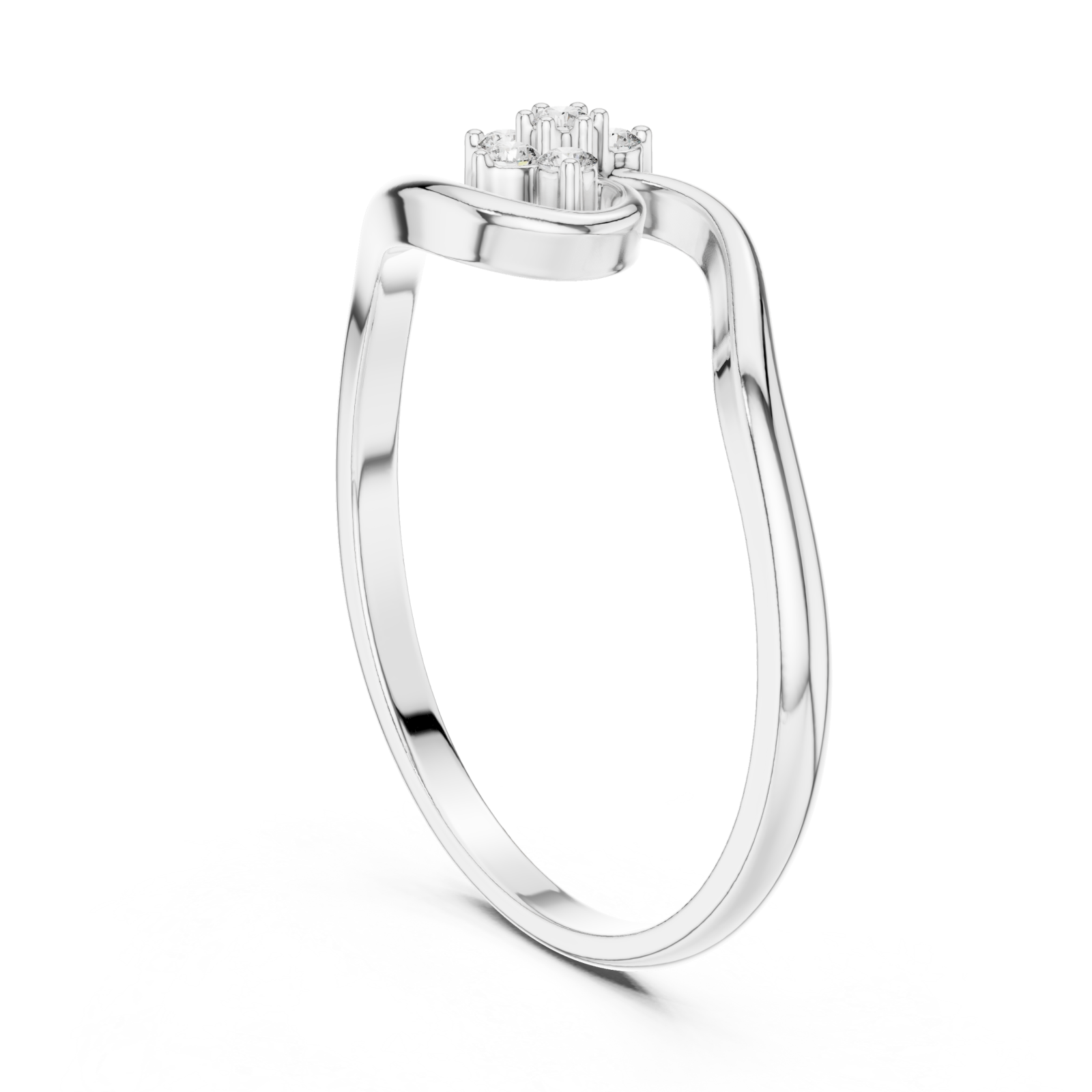  White Gold Celestial Whisper Crest Ring Left View