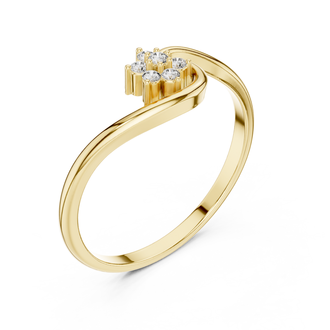 Gold Celestial Whisper Crest Ring Right View