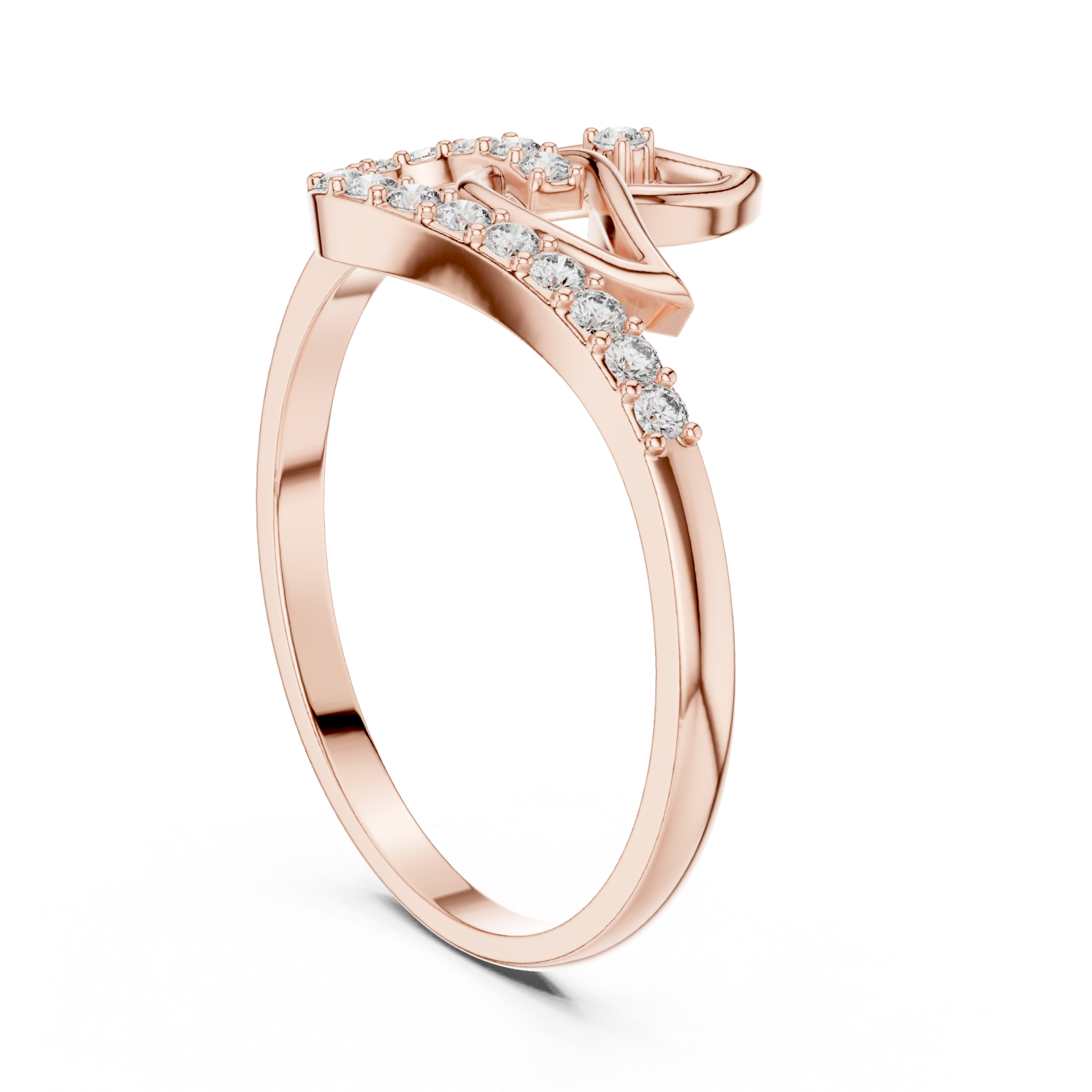 Rose Gold Twilight Curve Band Ring Left View