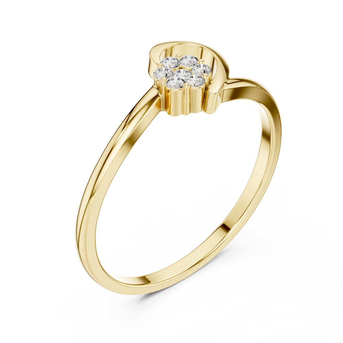 Gold Whispering Enchant Petite Solitaire Ring Right View