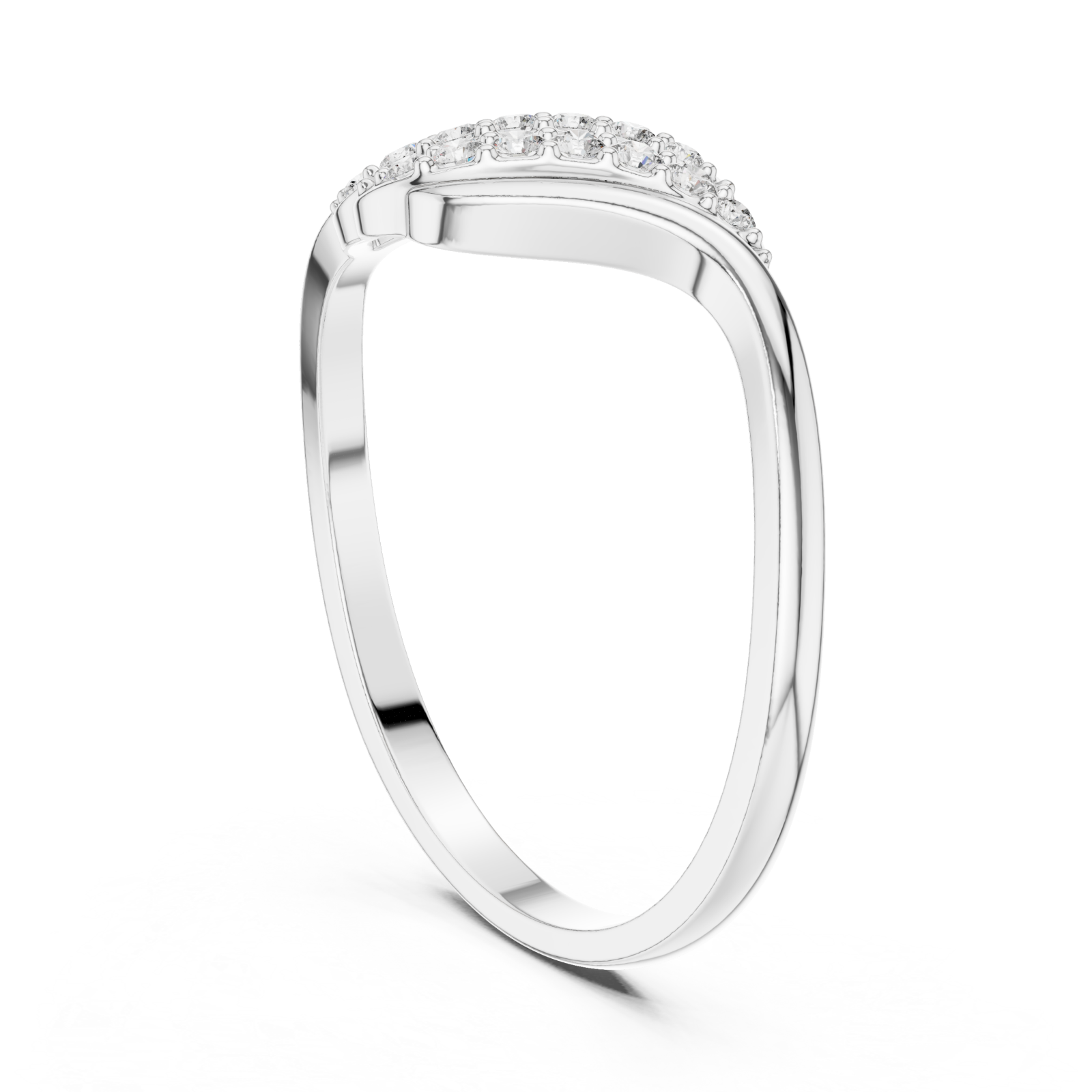  White Gold Opaline Dual Curve Cascade Band Left View