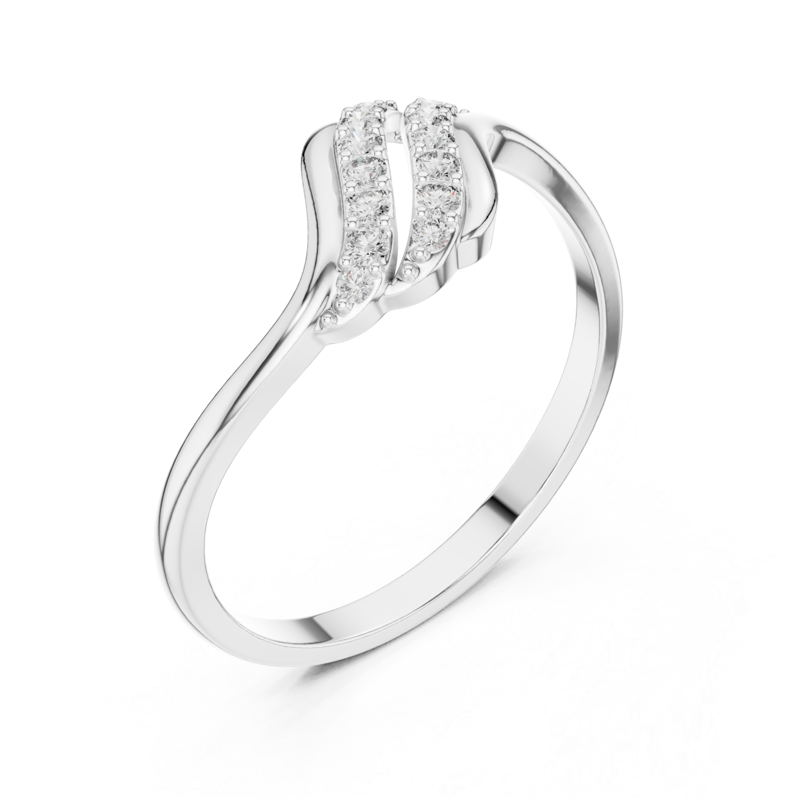 White Gold Opaline Dual Curve Cascade Band Right View