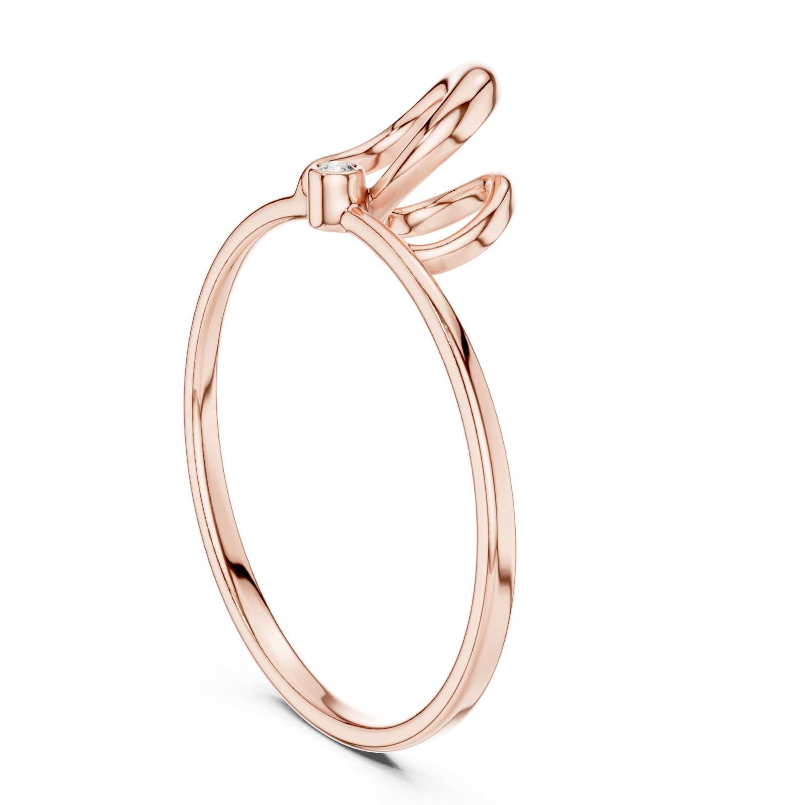  Rose Gold Delicate Serene Muse Flowing Ring Left View