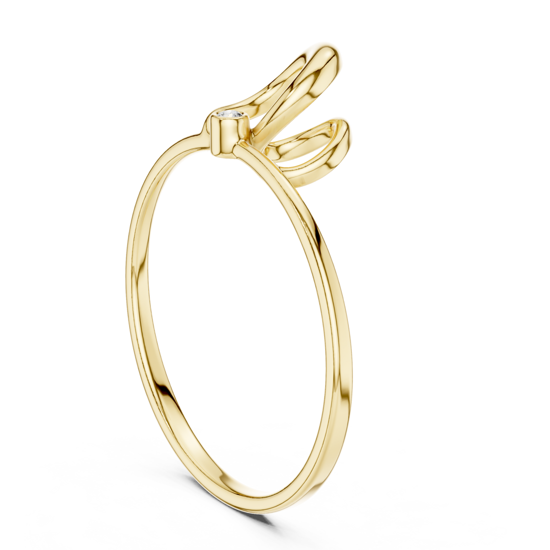 Gold Delicate Serene Muse Flowing Ring Right View