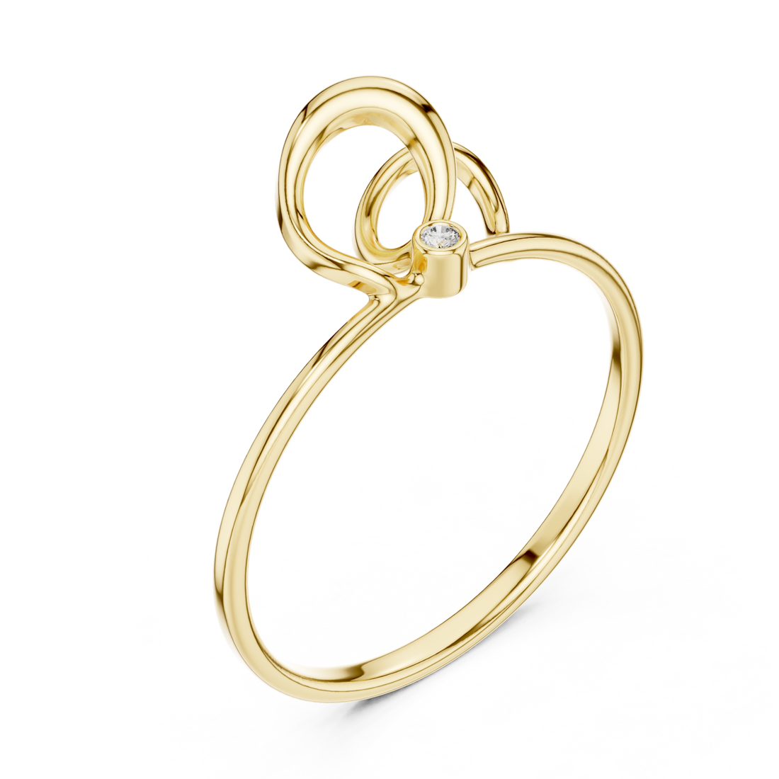 Gold Delicate Serene Muse Flowing Ring Right View