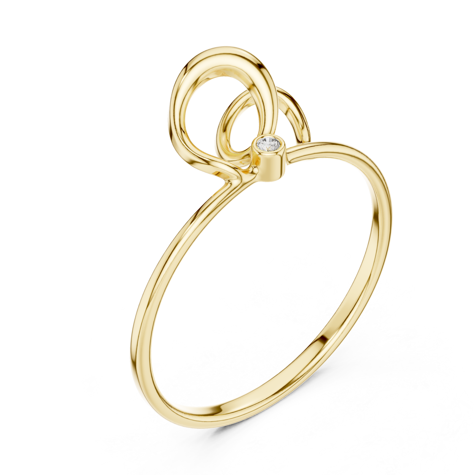 Gold Delicate Serene Muse Flowing Ring Right View