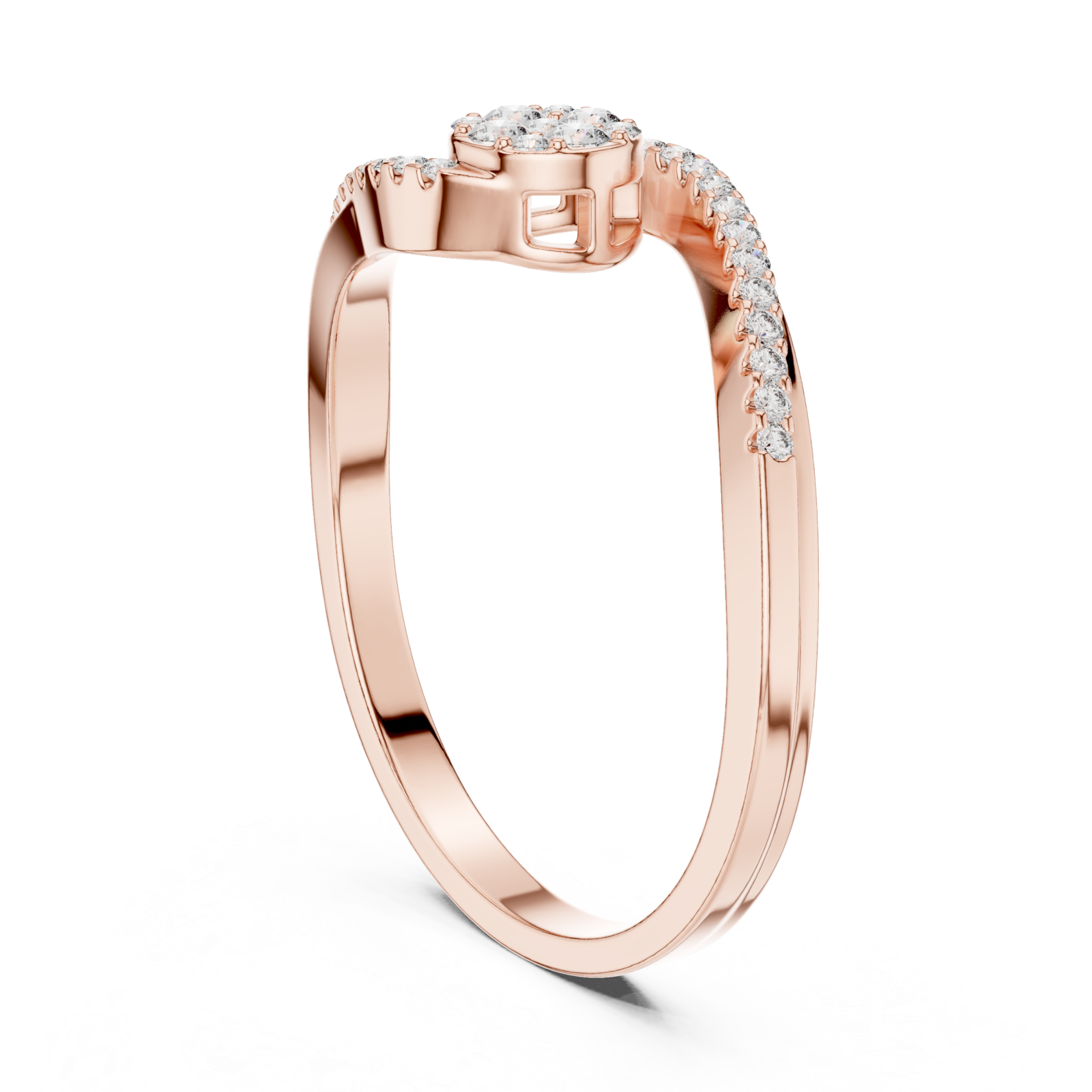  Rose Gold Radiance Lure Halo Melody Ring Left View