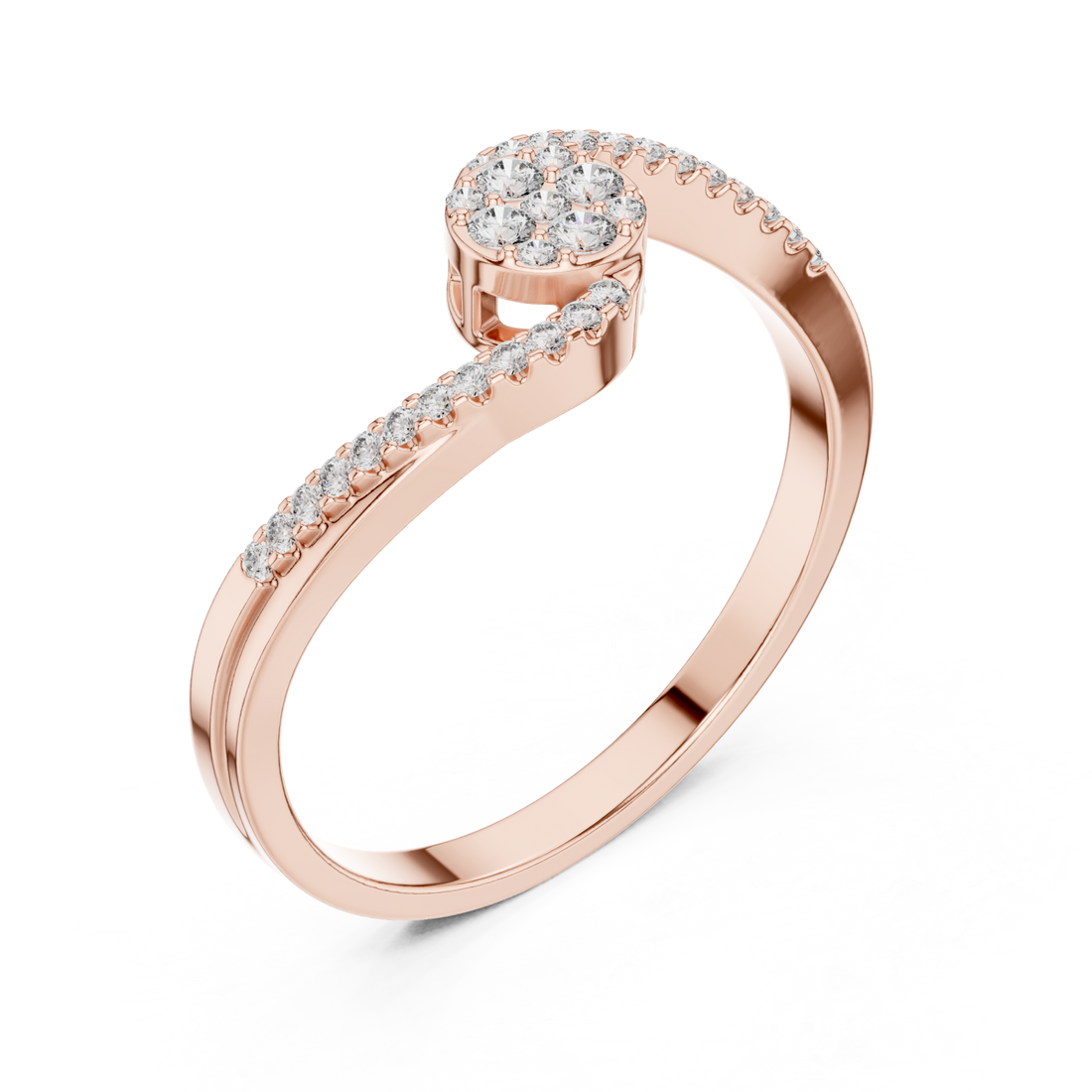  Rose Gold Radiance Lure Halo Melody Ring Right View