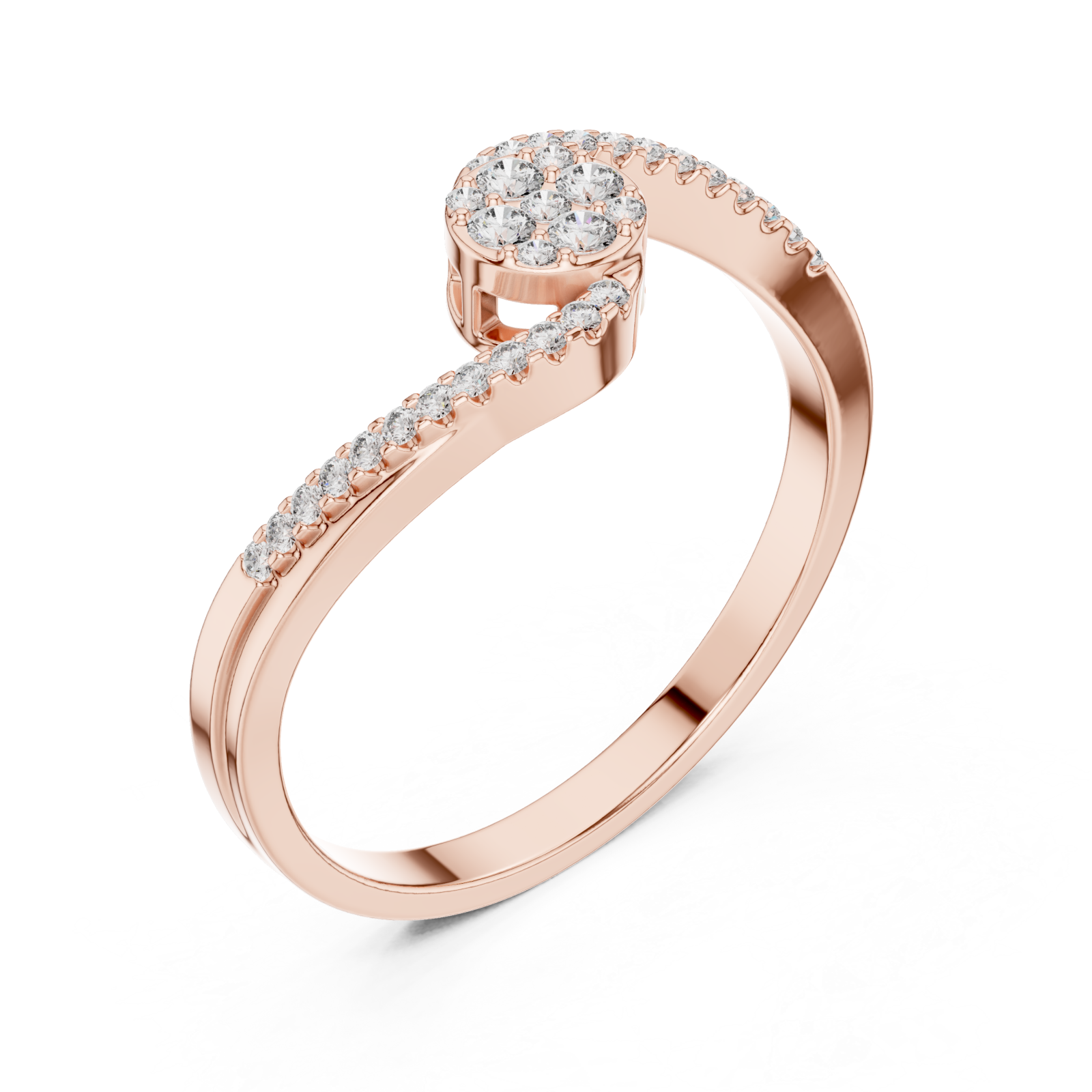  Rose Gold Radiance Lure Halo Melody Ring Right View