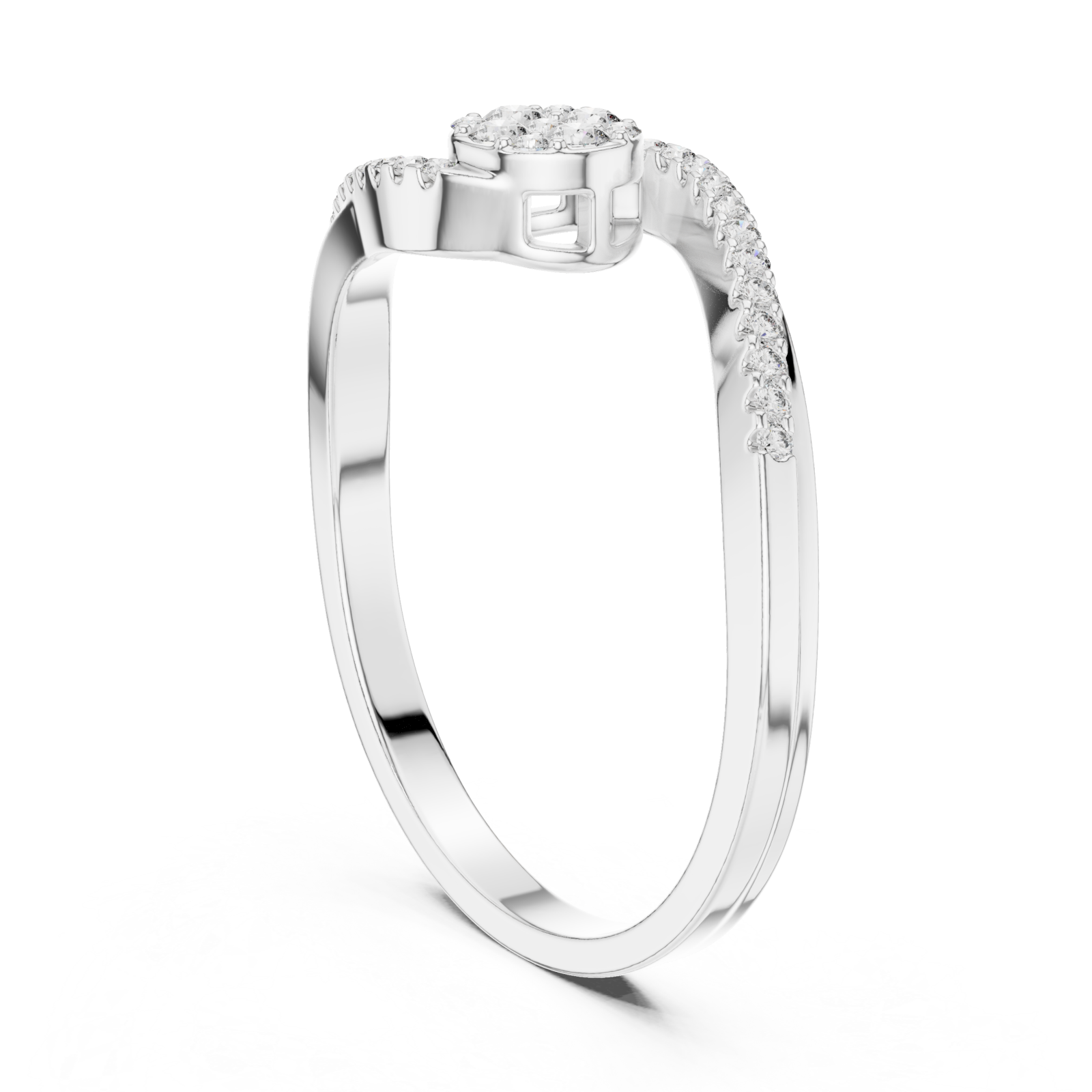  White Gold Radiance Lure Halo Melody Ring Left View
