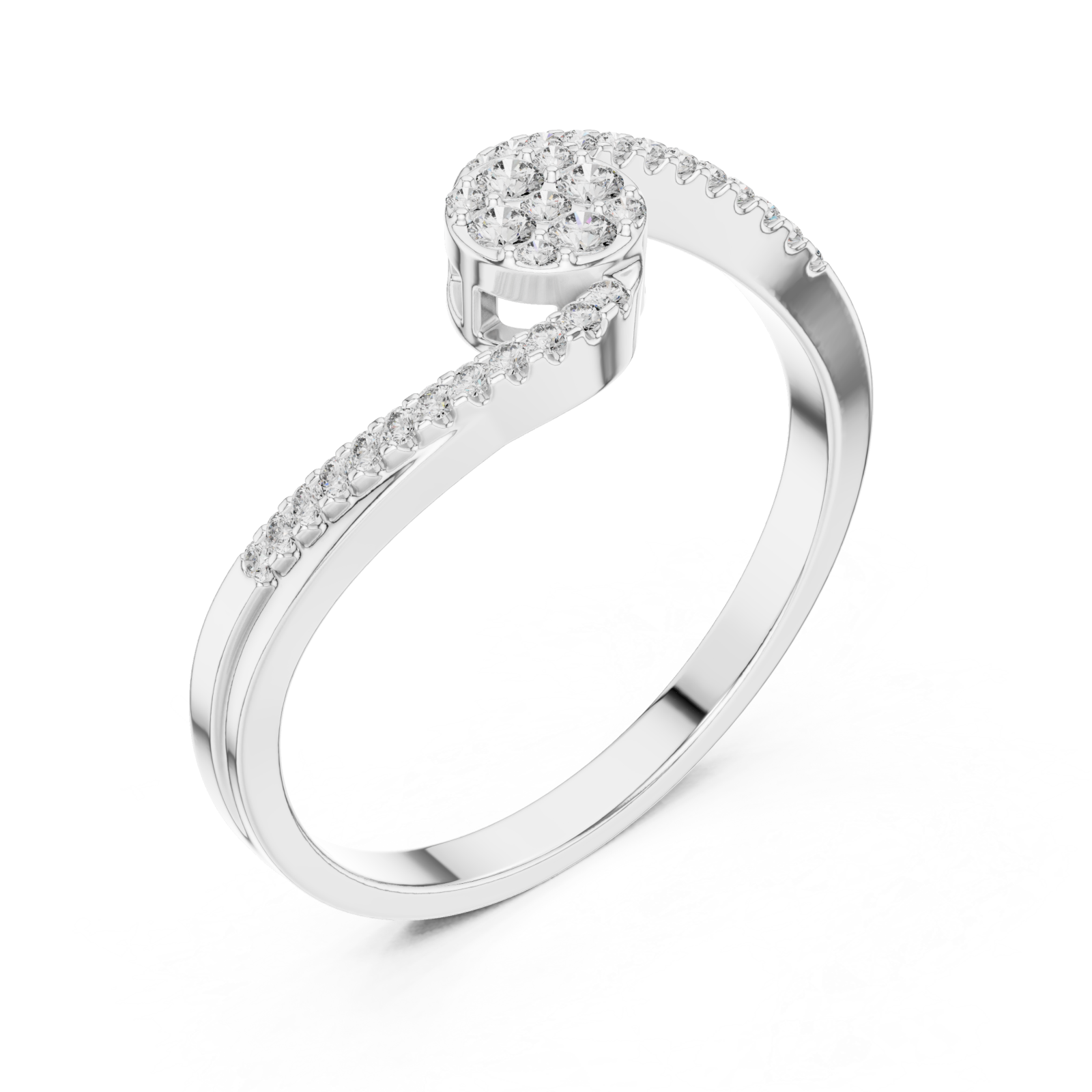  White Gold Radiance Lure Halo Melody Ring Right View