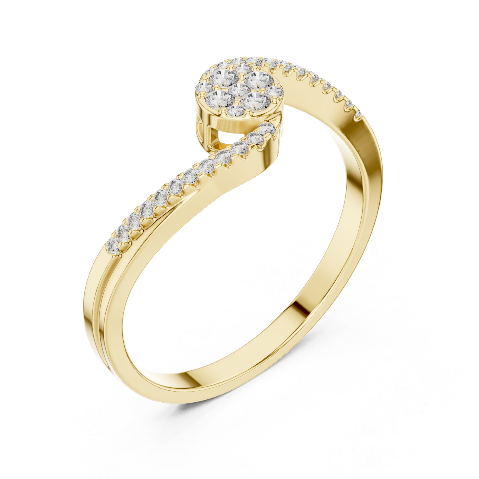 Gold Radiance Lure Halo Melody Ring Right View