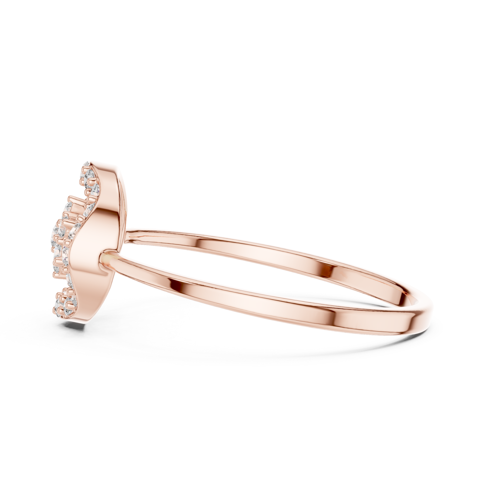  Rose Gold Evelyn Crown Petal Ring Side View