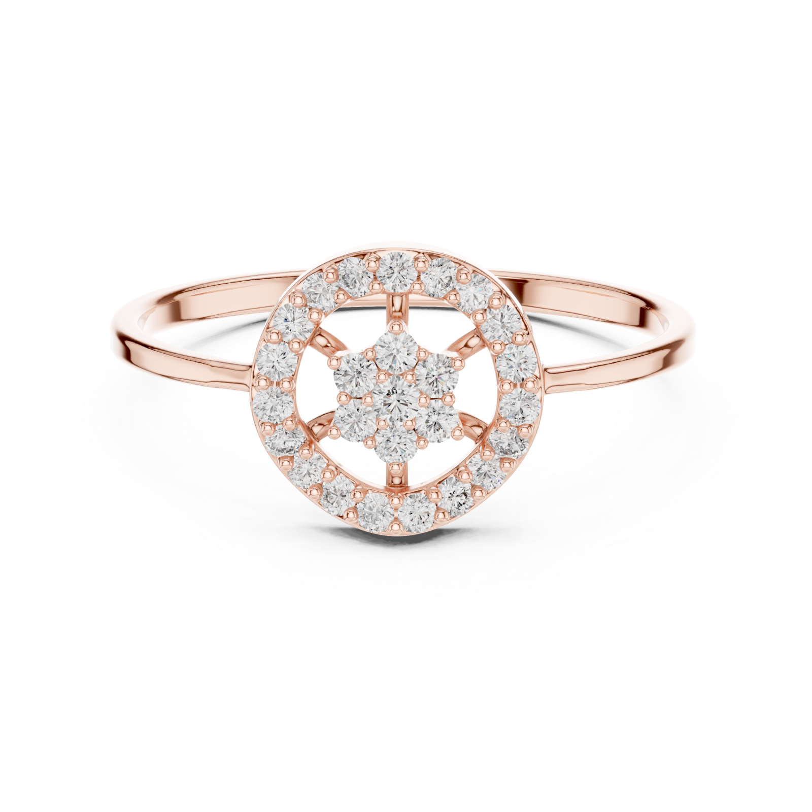  Rose Gold Evelyn Crown Petal Ring Front View