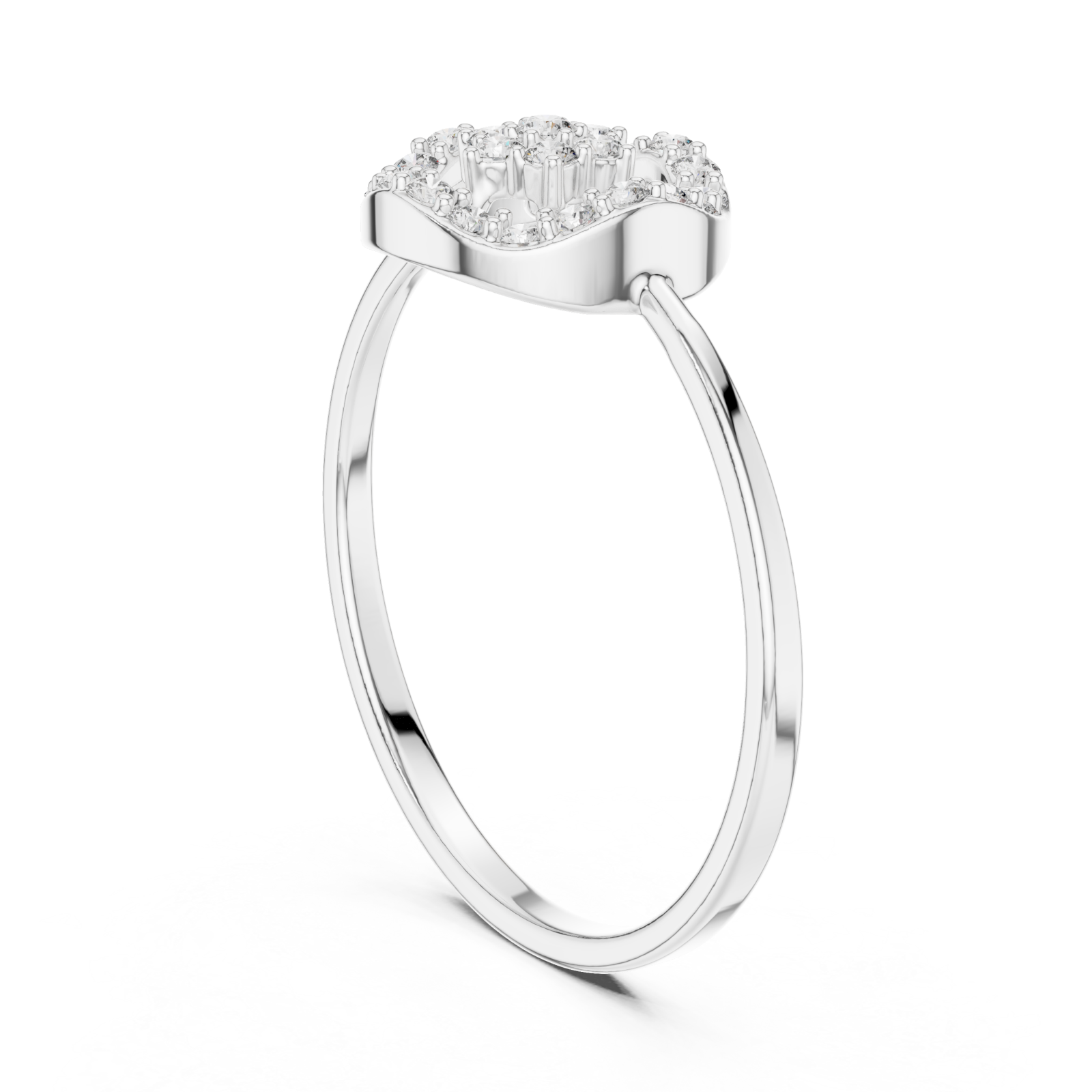  White Gold Evelyn Crown Petal Ring Left View