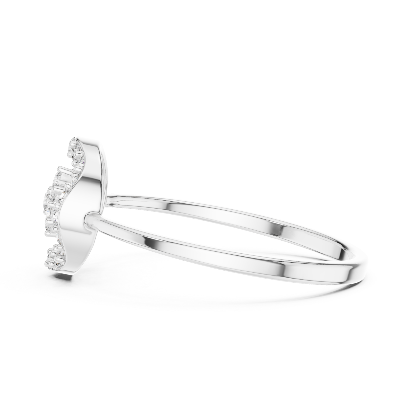  White Gold Evelyn Crown Petal Ring Side View