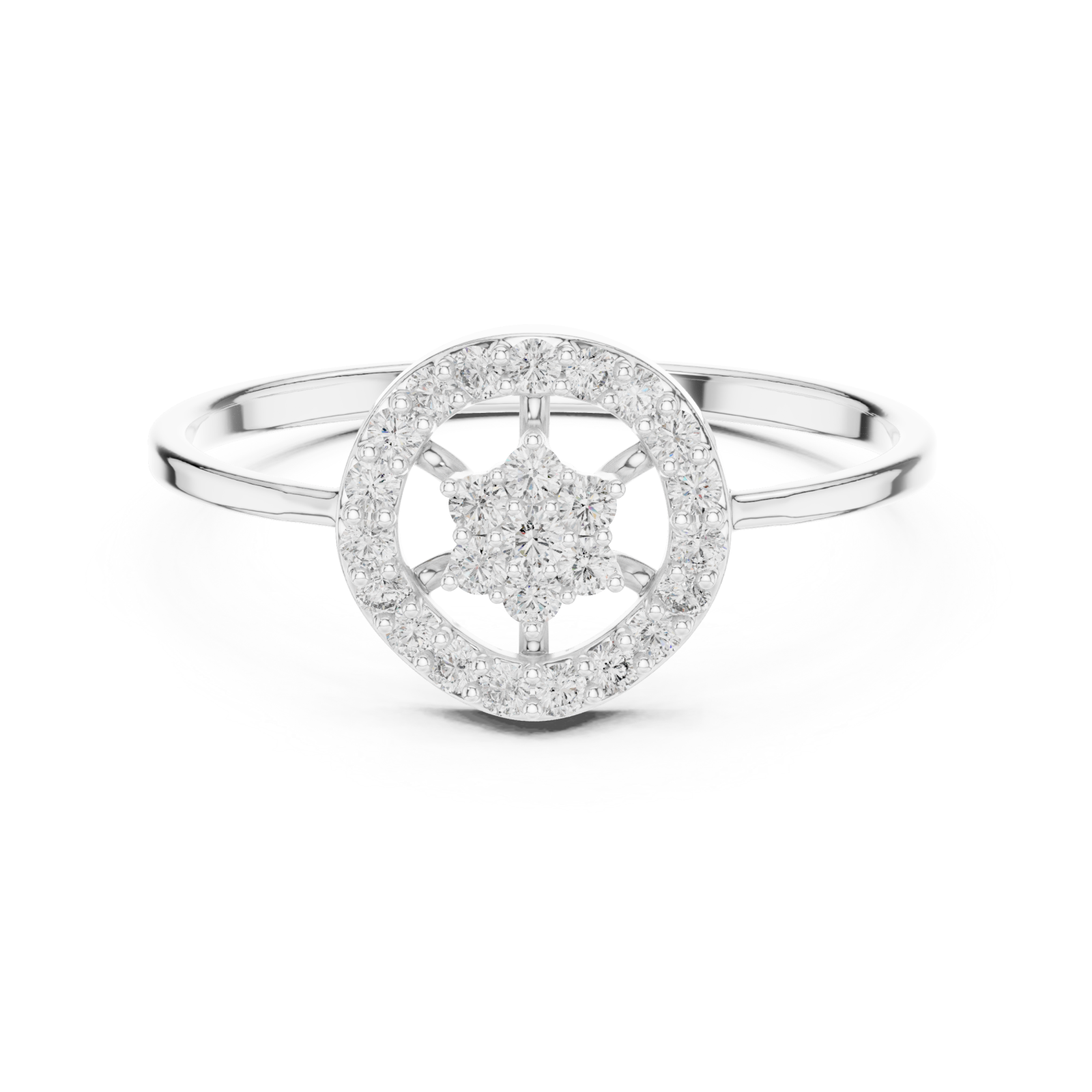  White Gold Evelyn Crown Petal Ring Front View