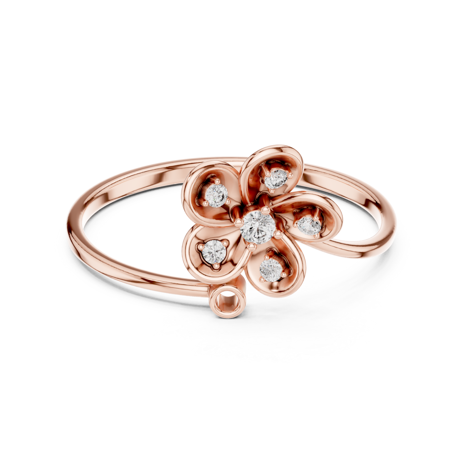  Rose Gold Petal Serenity Ring Front View
