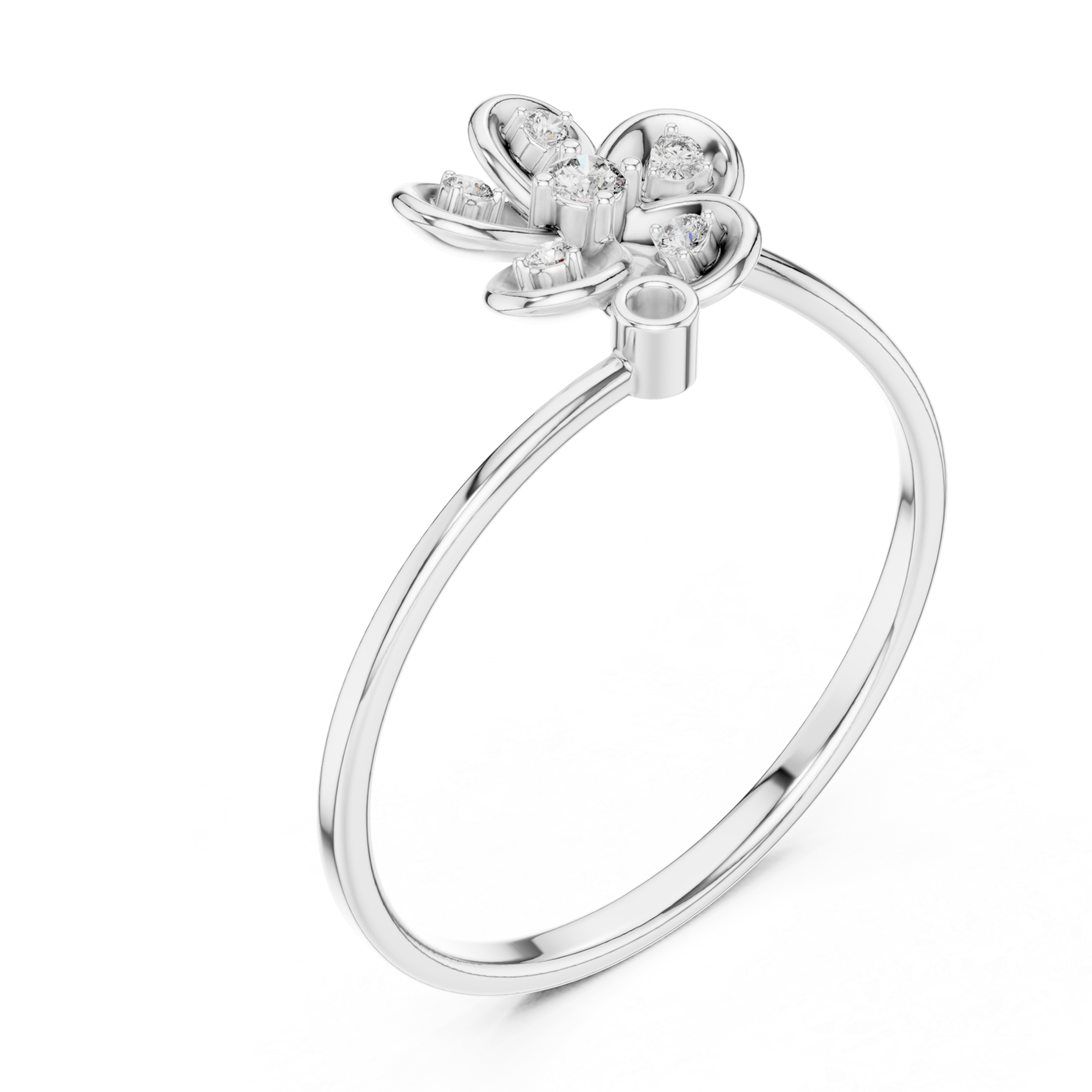  White Gold Petal Serenity Ring Right View