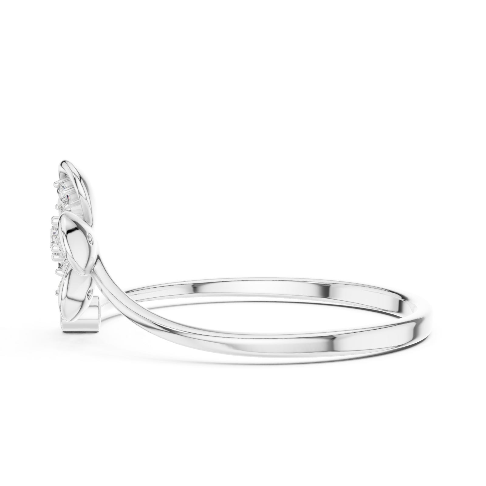  White Gold Petal Serenity Ring Side View