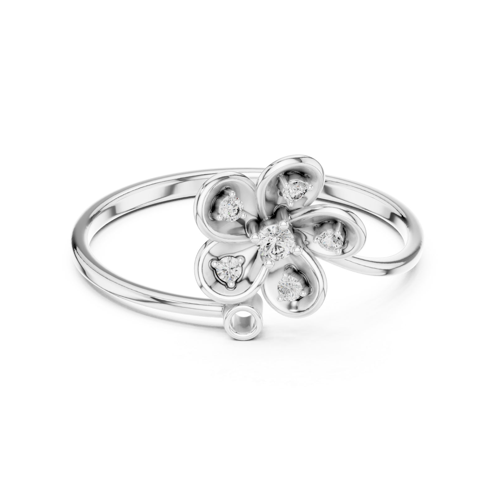  White Gold Petal Serenity Ring Front View