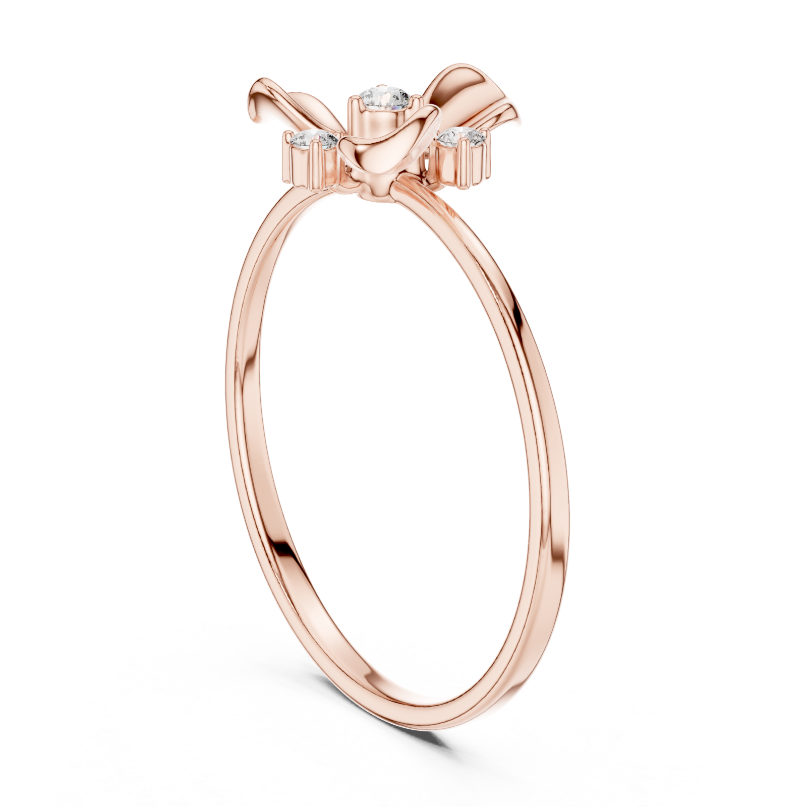  Rose Gold Belle Petal Grace Accent Ring Left View