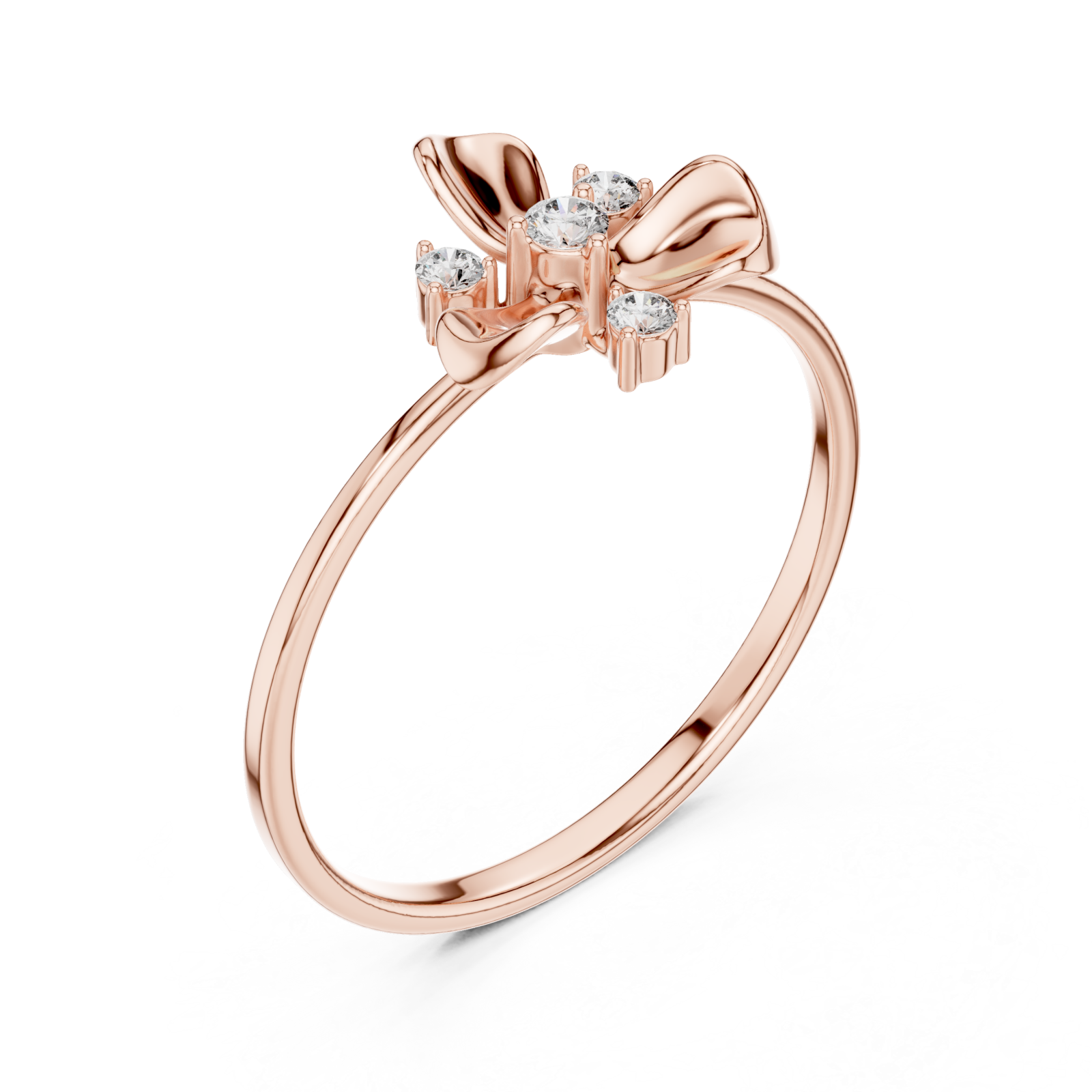  Rose Gold Belle Petal Grace Accent Ring Right View