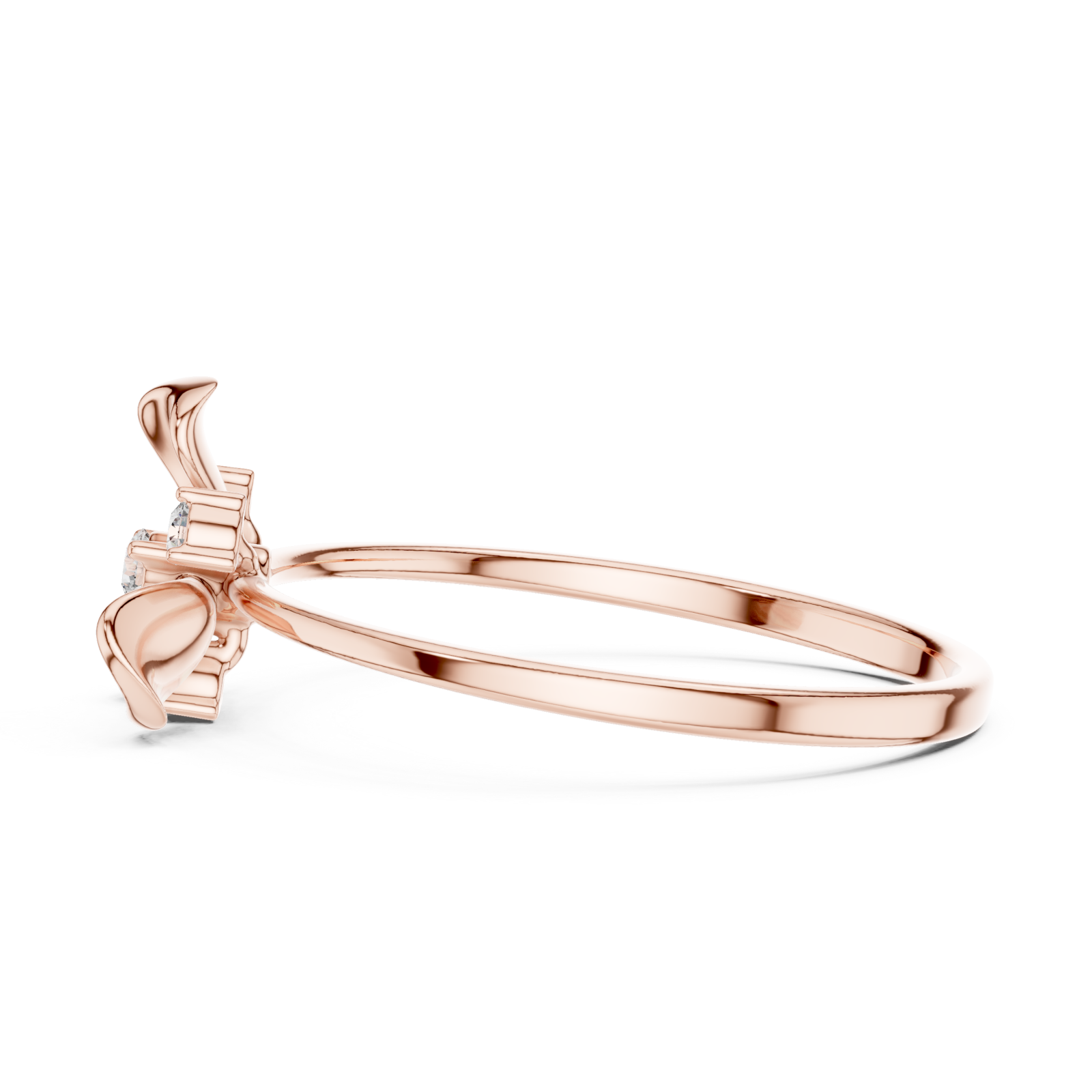  Rose Gold Belle Petal Grace Accent Ring Side View