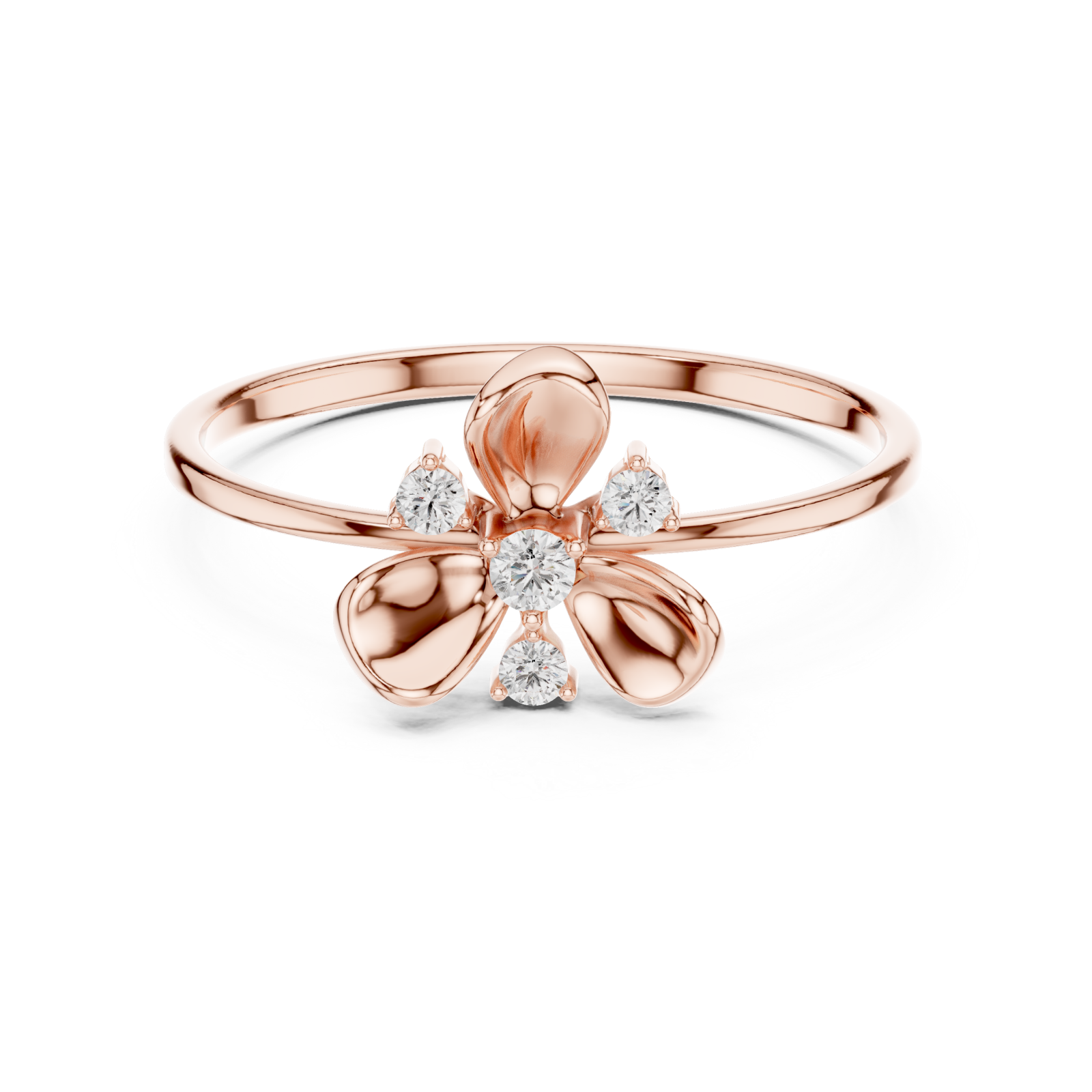  Rose Gold Belle Petal Grace Accent Ring Front View