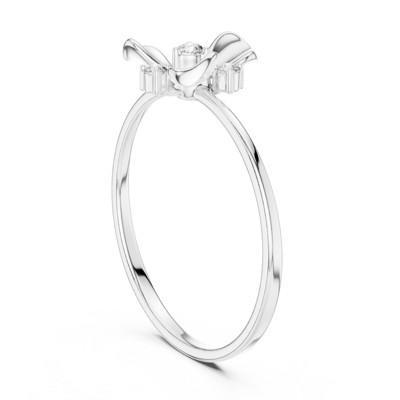 White Gold Belle Petal Grace Accent Ring Left View
